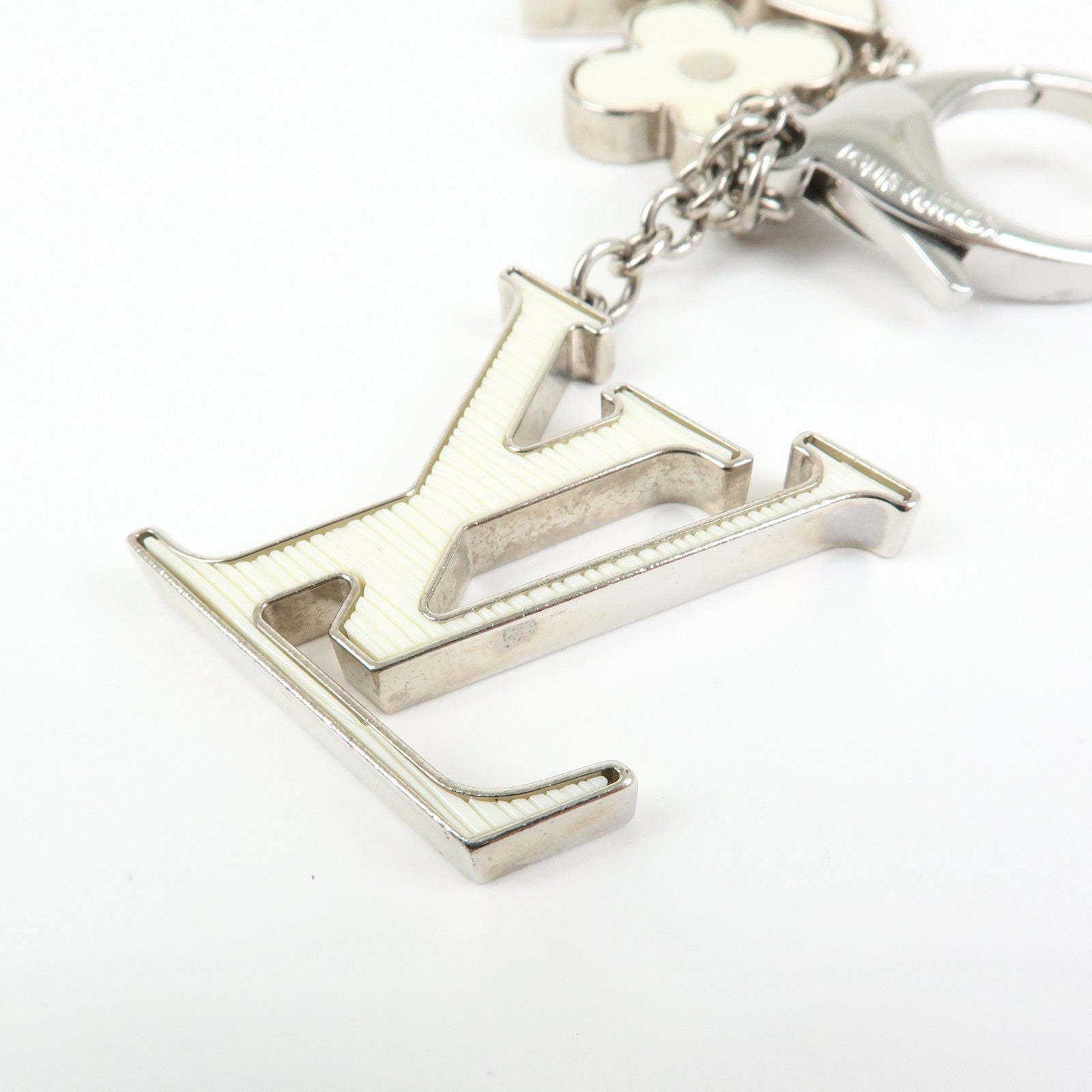 Louis Vuitton Bijoux Sac Fleur de Epi Bag Charm Silver White M65085