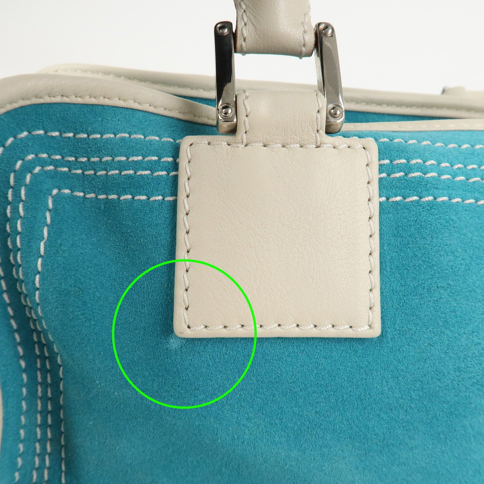 LOEWE Anagram Suede Leather Amazona 28 Hand Bag Blue White