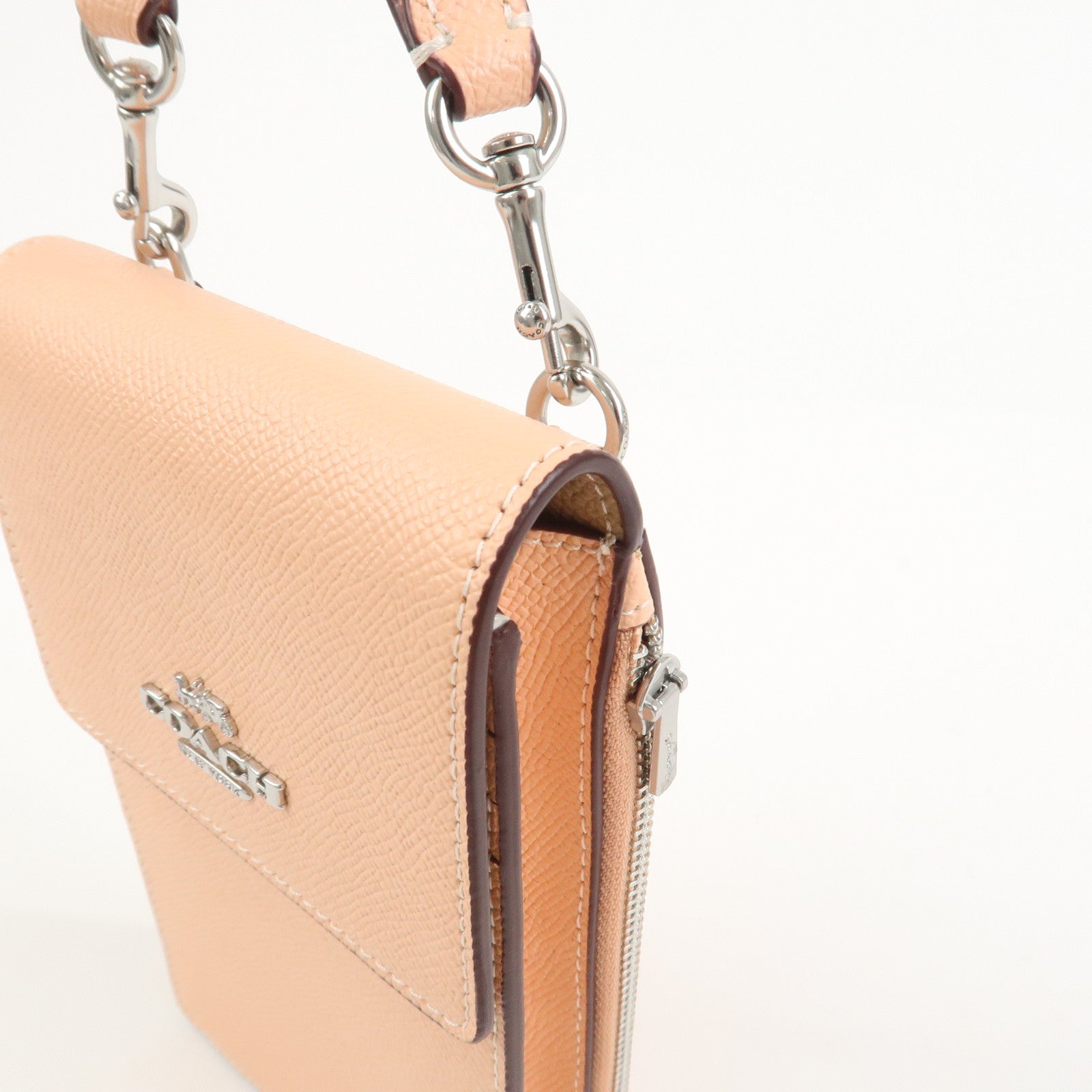 COACH Logo Leather Shoulder Bag Crossbody Bag Pink