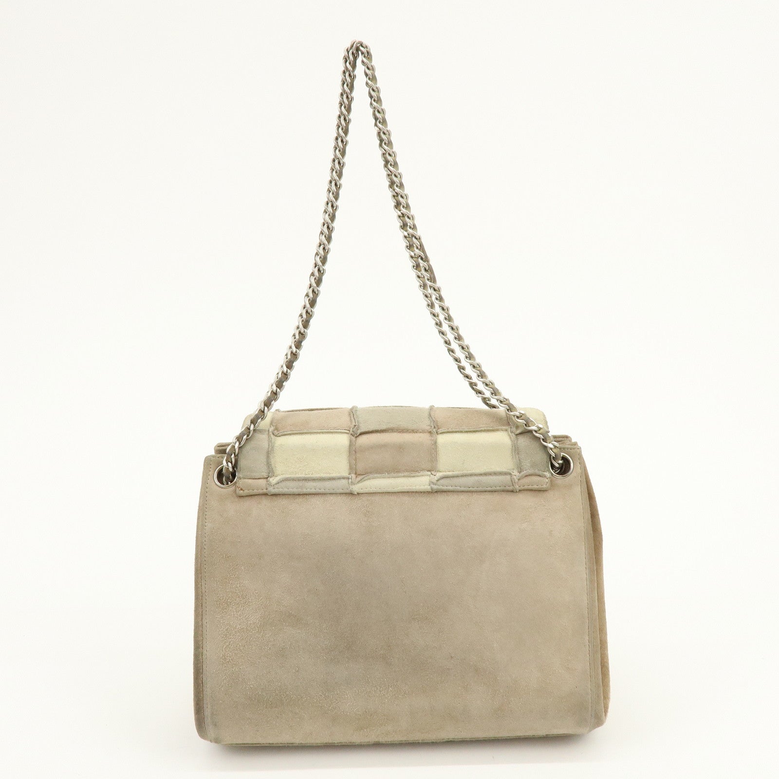 CHANEL Chocolate Bar Chanel 2.55 Suede Chain Shoulder Bag Beige