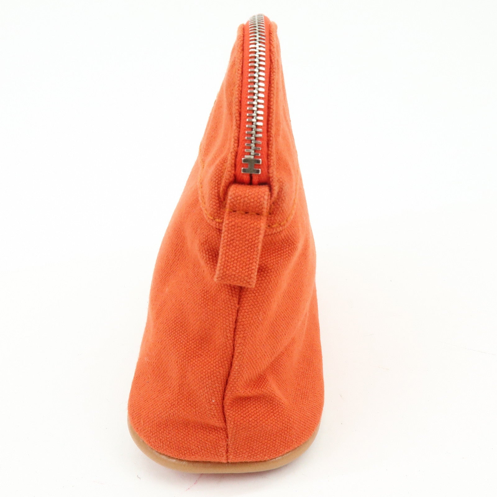 HERMES Bolide Mini Cotton Leather Pouch Cosmetic Pouch Orange