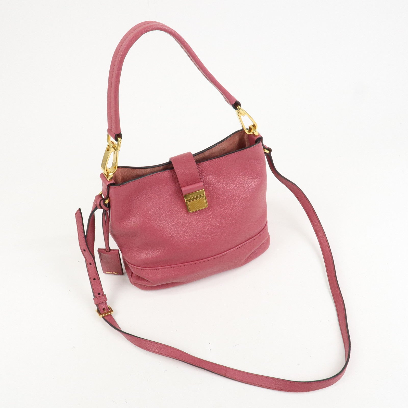 MIU MIU Madras 2Way Bag Hand Bag Shoulder Bag Pink RR1951