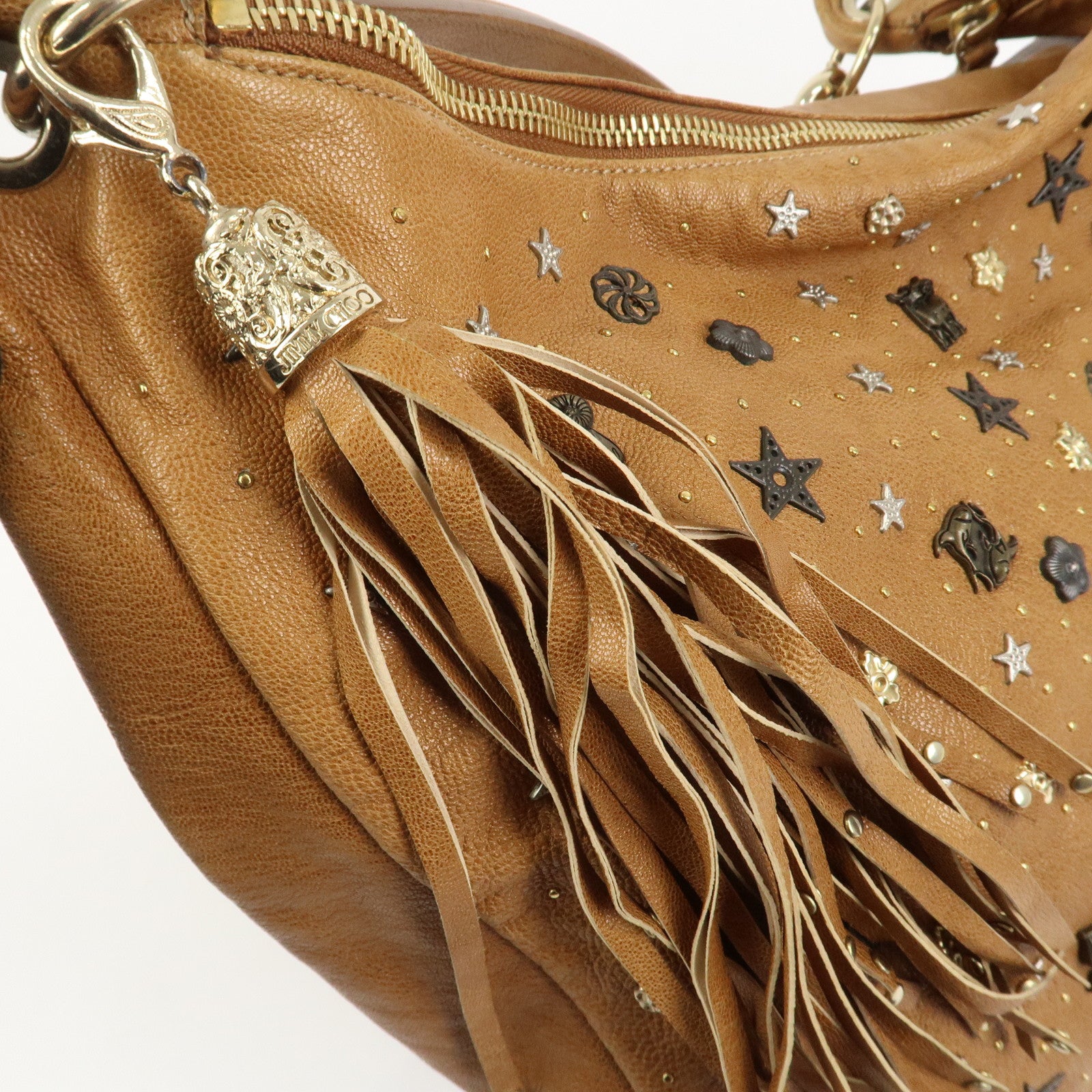 JIMMY CHOO Zodiac Sky Bag Leather Shoulder Bag Light Brown