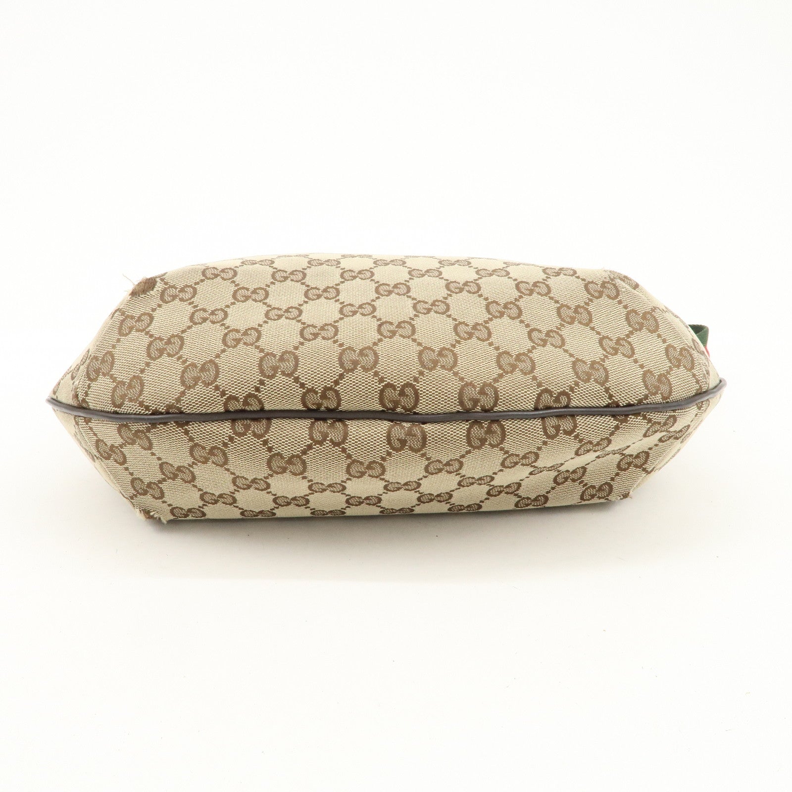 GUCCI Sherry GG Canvas Leather Shoulder Bag Beige Brown 181092 Used