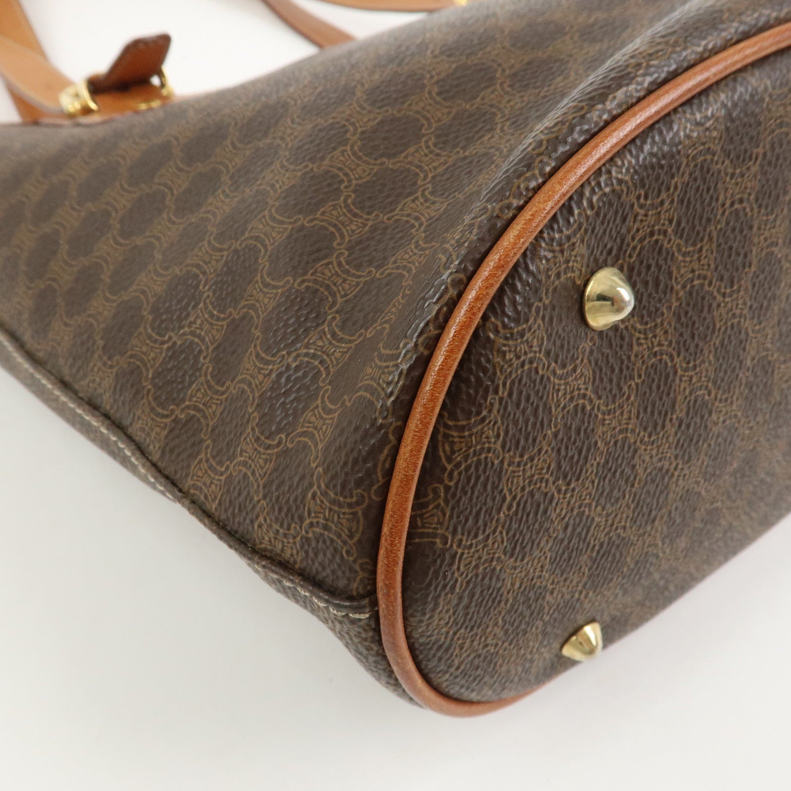 CELINE Macadam PVC Leather Tote Bag Shoulder Bag Hand Bag Brown