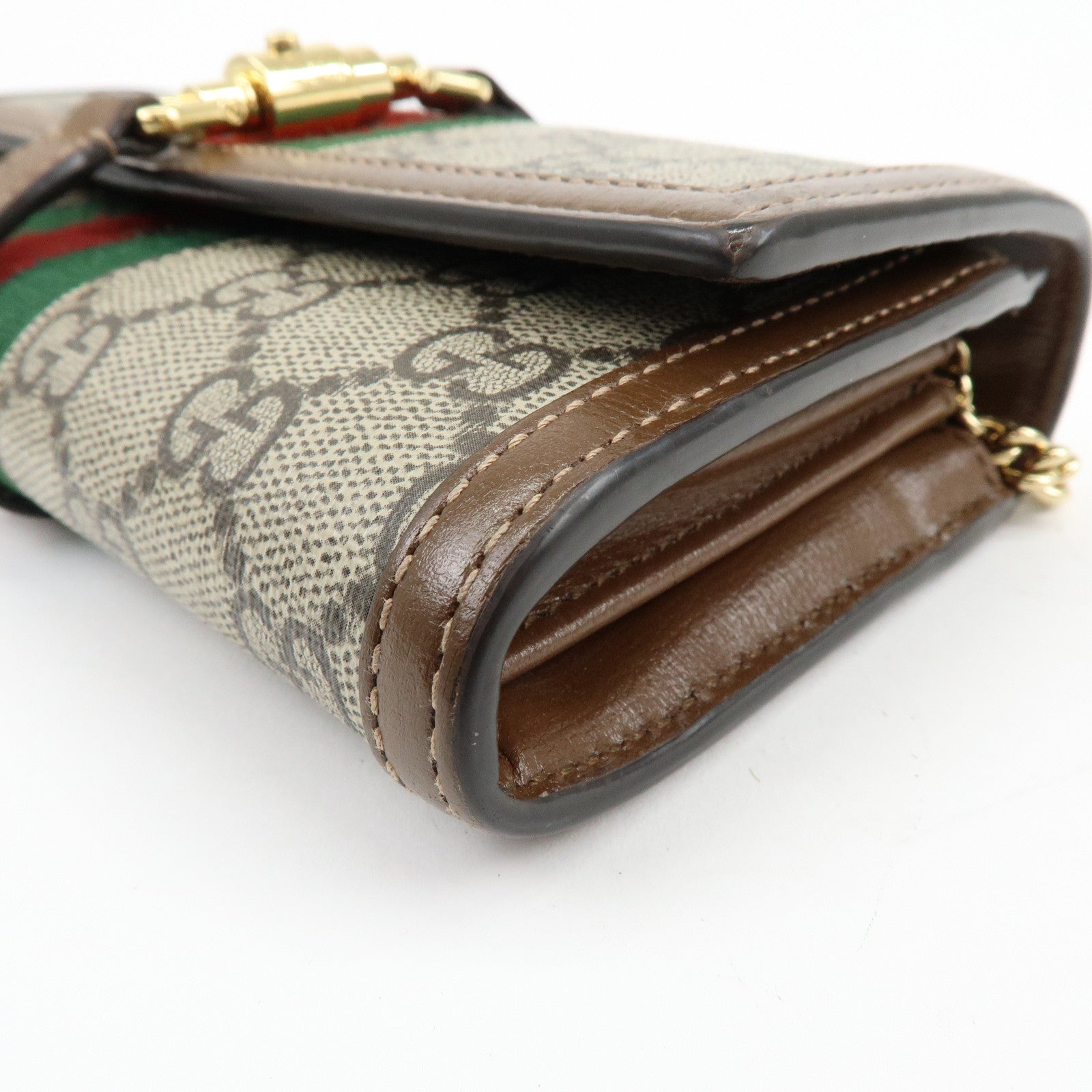 GUCCI Jackie 1961 Sherry GG Supreme Leather Chain Wallet Bag 652681