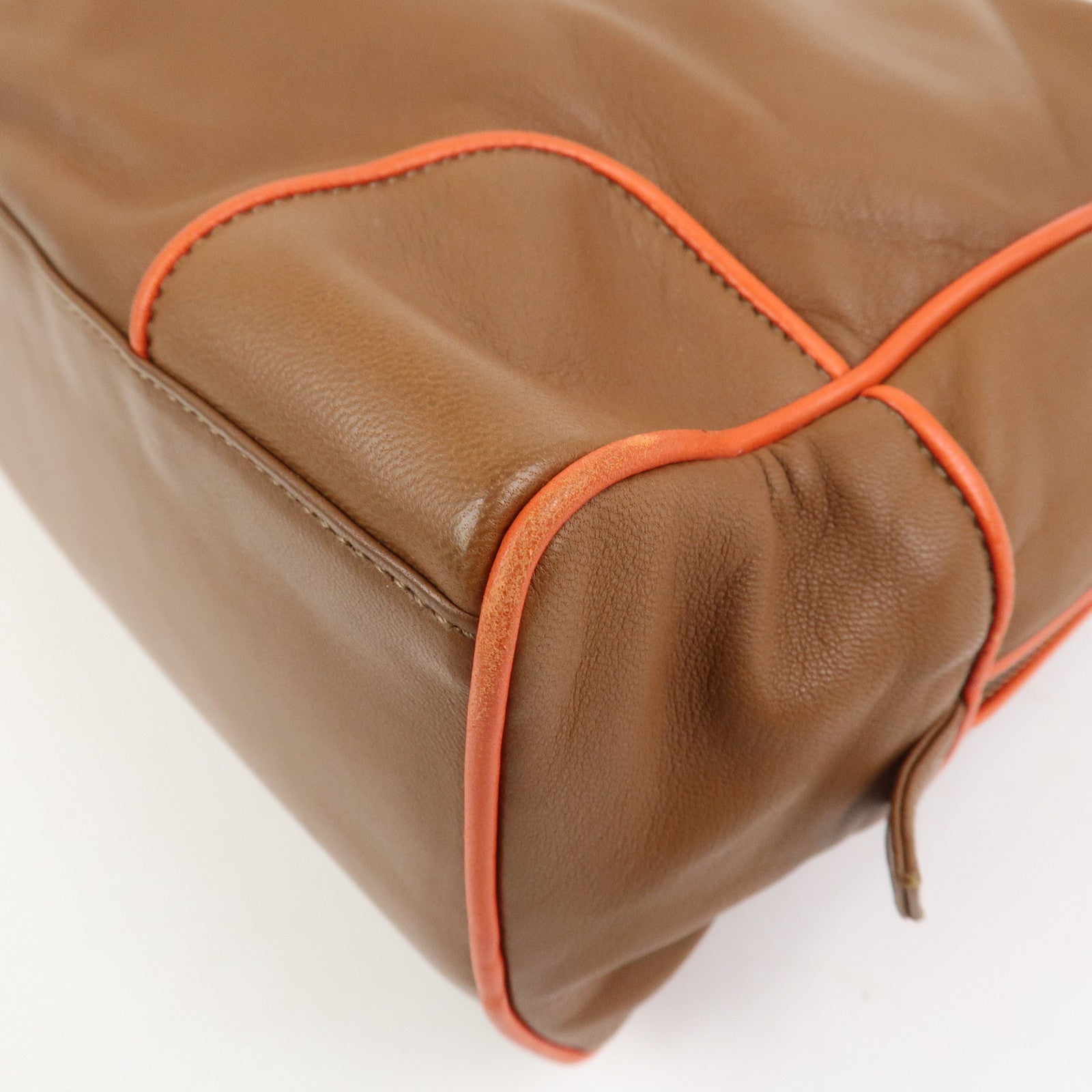 LOEWE Logo Nappa Leather Mini Hand Bag Boston Bag Brown