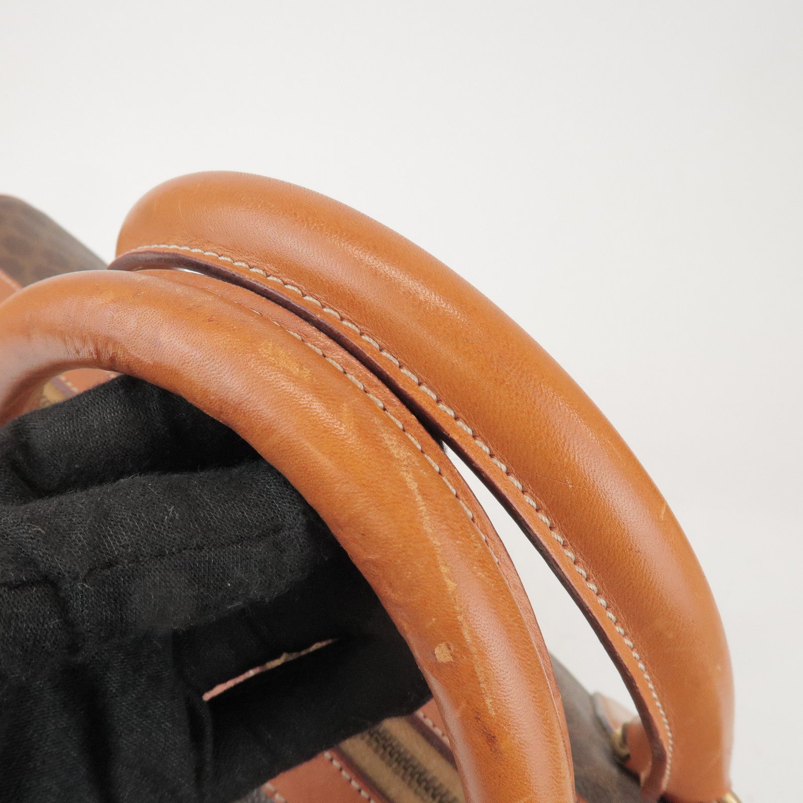 CELINE Macadam PVC Leather Boston Bag Hand Bag Brown