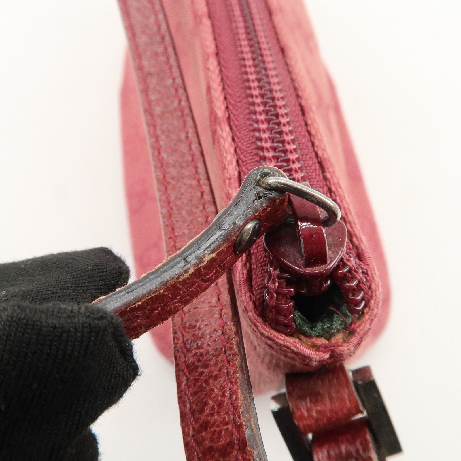 GUCCI Boat Bag GG Monogram Canvas Leather Hand Bag Pink 07198