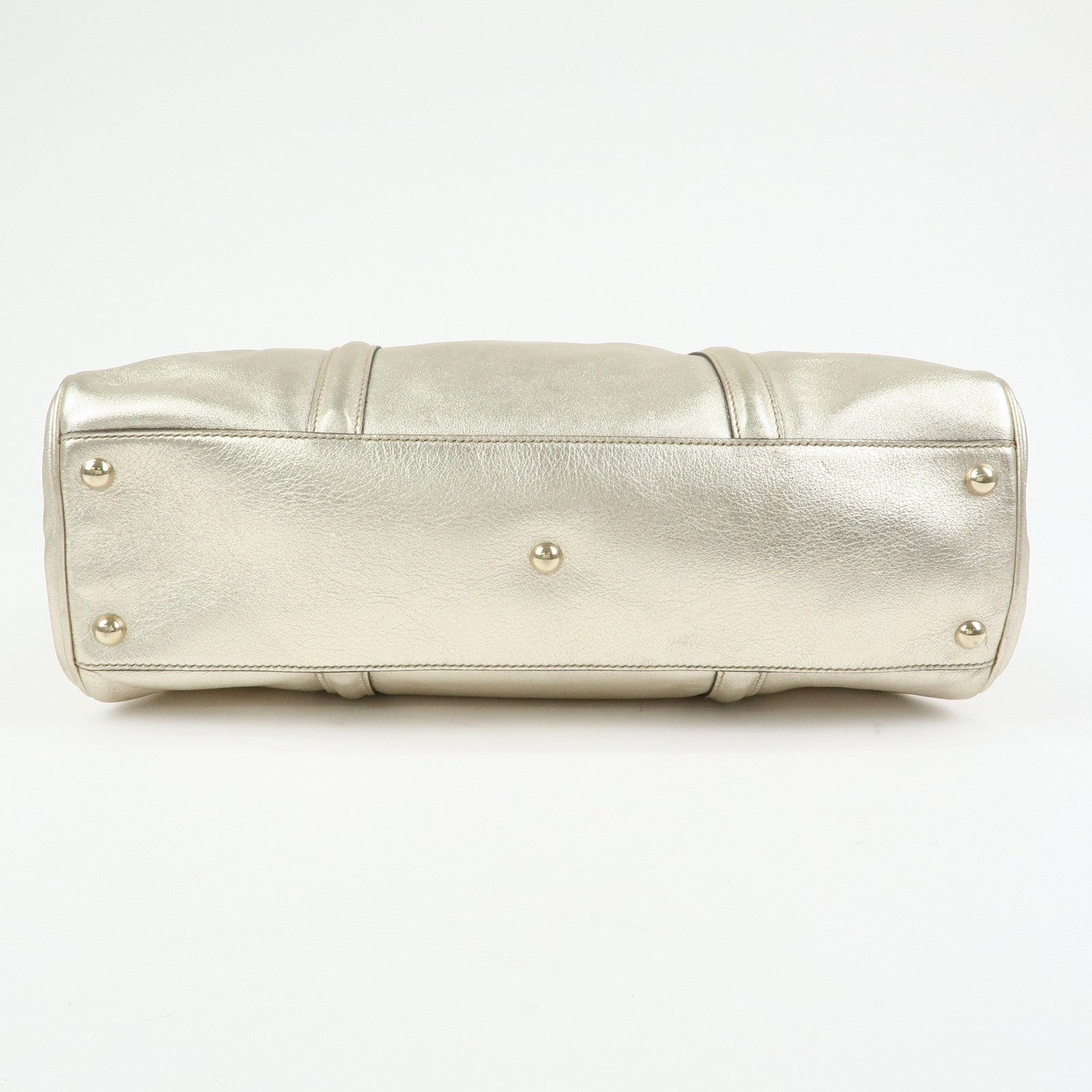 GUCCI Interlocking G Leather Boston Bag Hand Bag Gold 170010