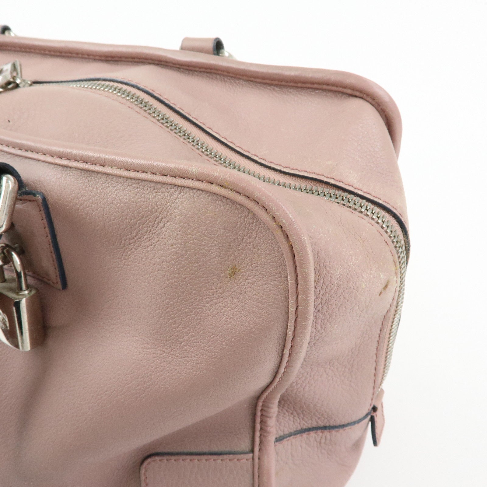 LOEWE Anagram Amazona 36 Leather Hand Bag Boston Bag Pink