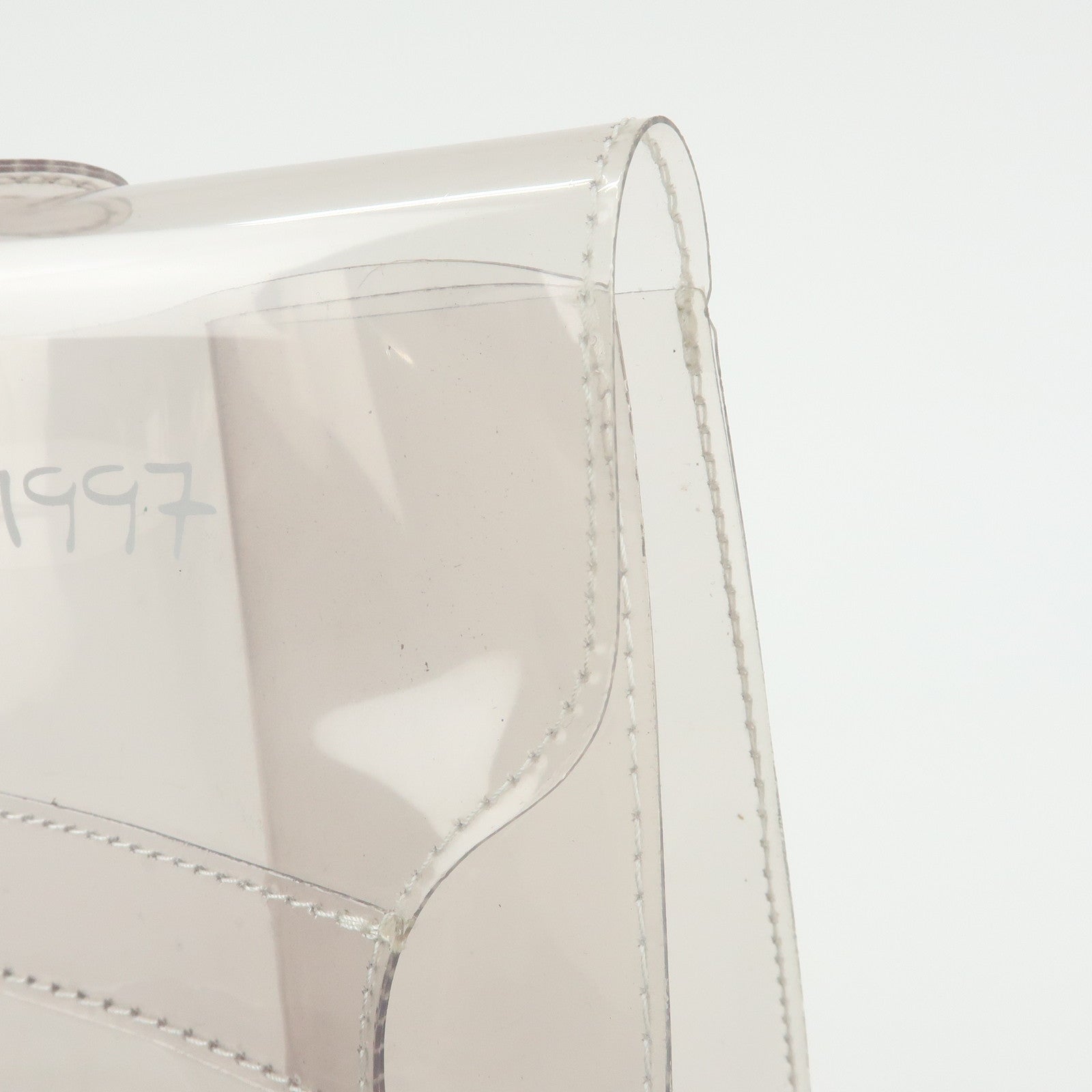 HERMES Kelly Vinyl Hand Bag Clear Transparent