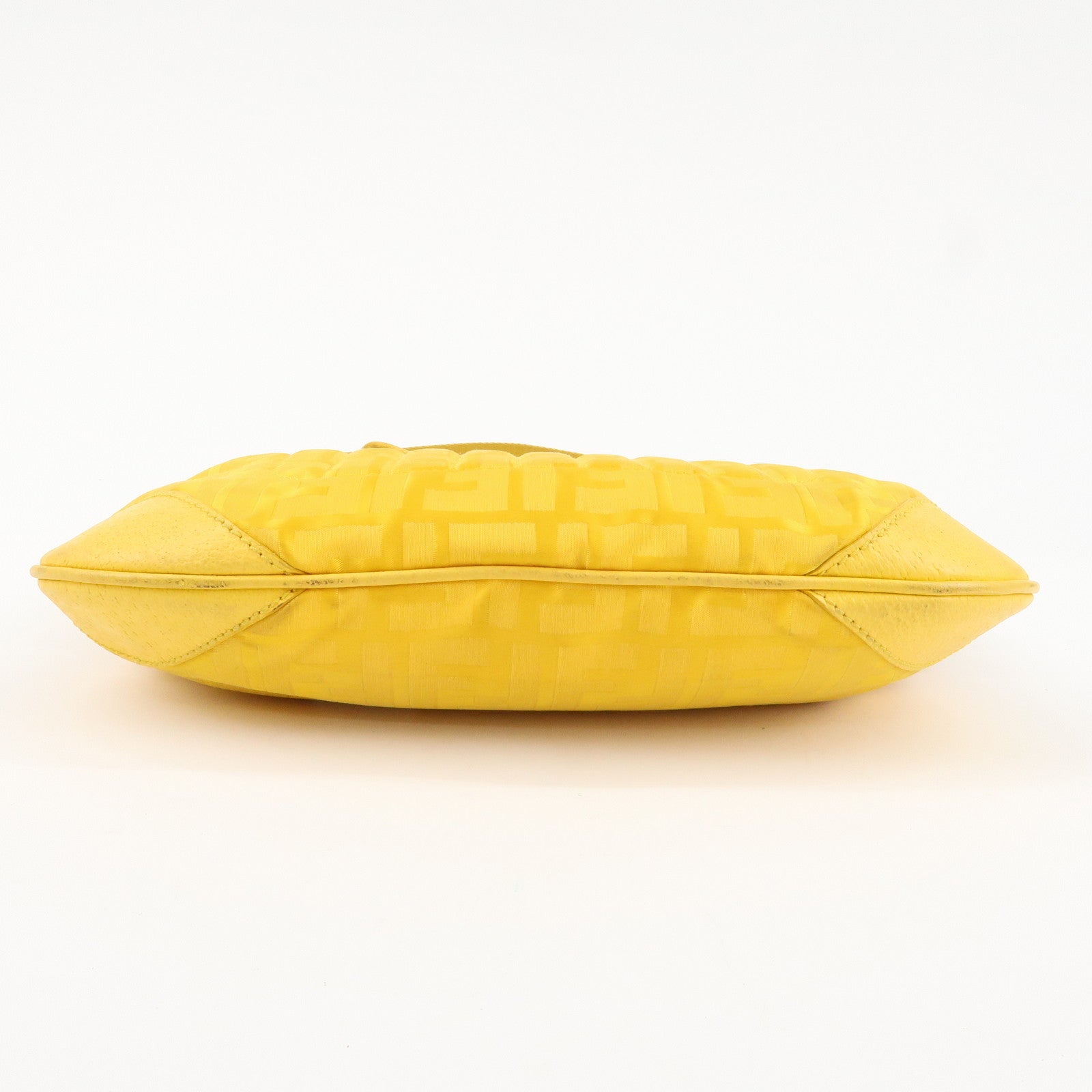 FENDI Nylon Leather Shoulder Bag Hand Bag Yellow 8BR500 Used