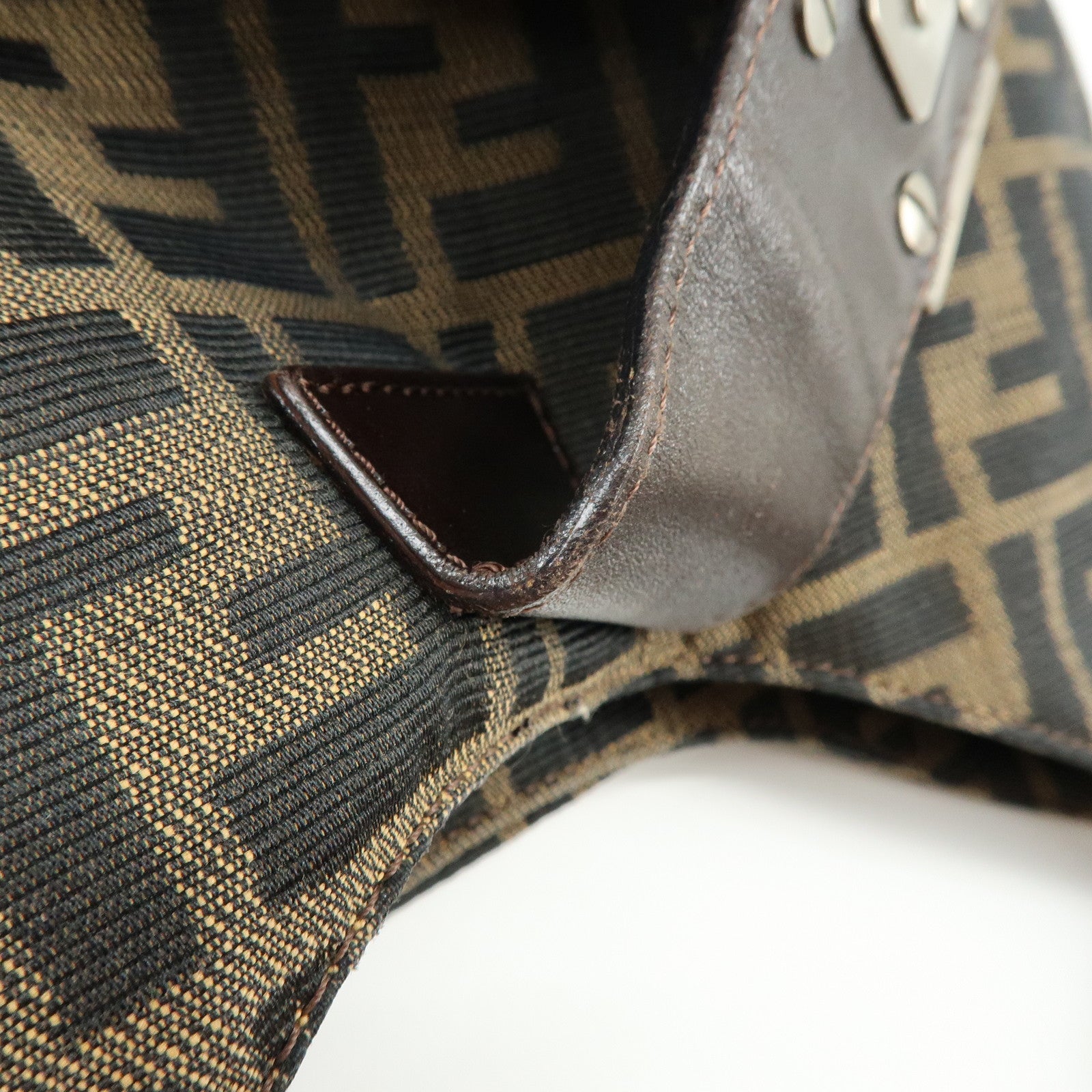 FENDI Zucca Canvas Shoulder Bag Hand Bag Brown Black 265690