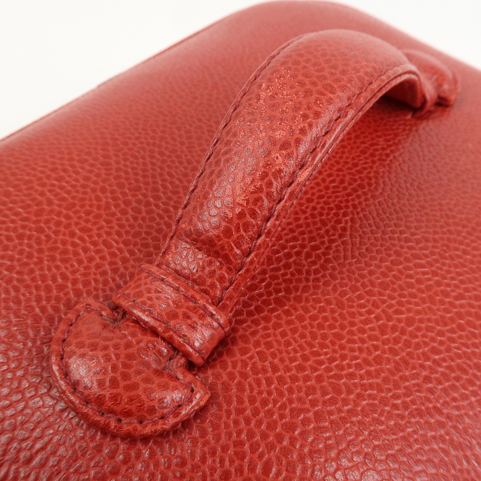 CHANEL COCO Mark Caviarskin Vanity Bag Hand Bag Red A01998