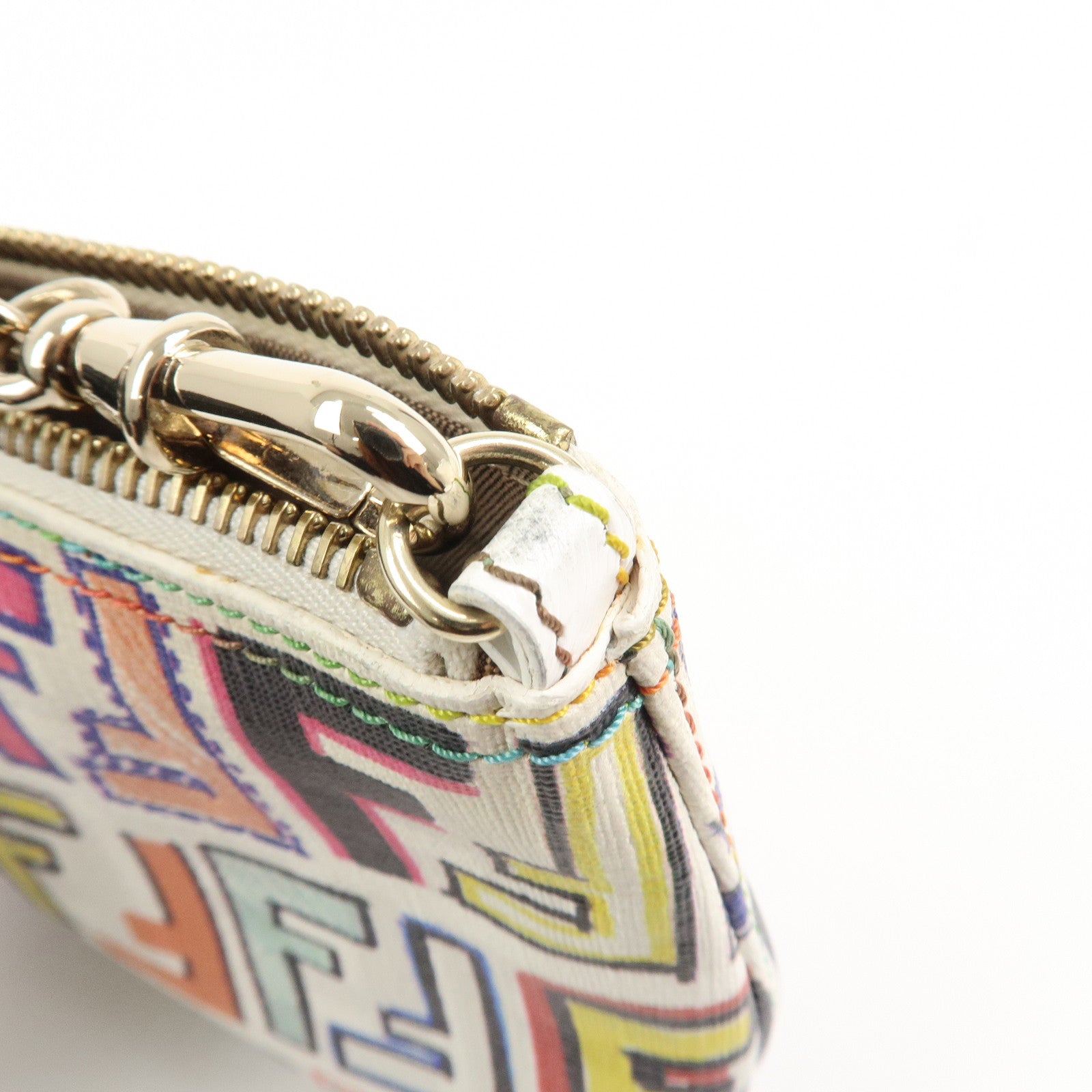 FENDI Zucca Print PVC Chain Accessory Pouch Multicolor 8BR592