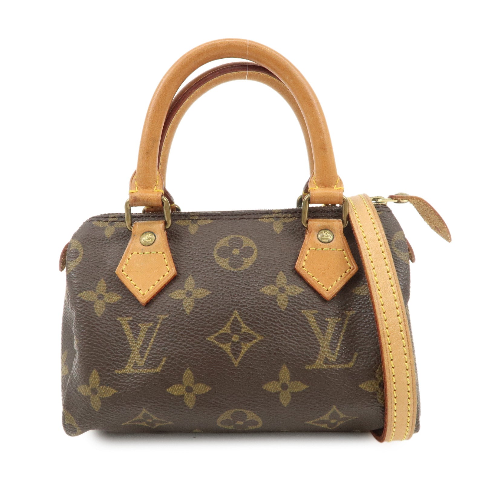Louis Vuitton Monogram Mini Speedy Hand Bag & Strap M41534 J00145 Used