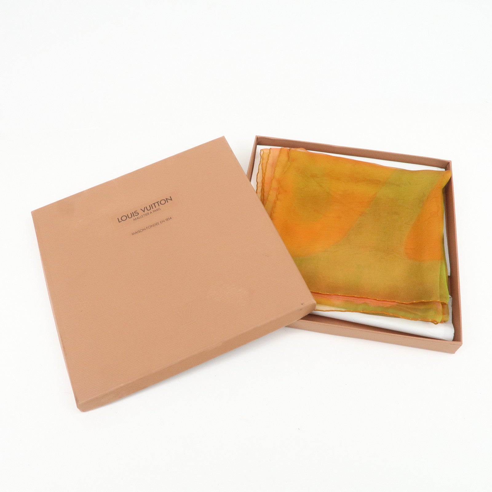 Louis Vuitton Silk 100% 90テ・0 Gradation Scarf Orange Green