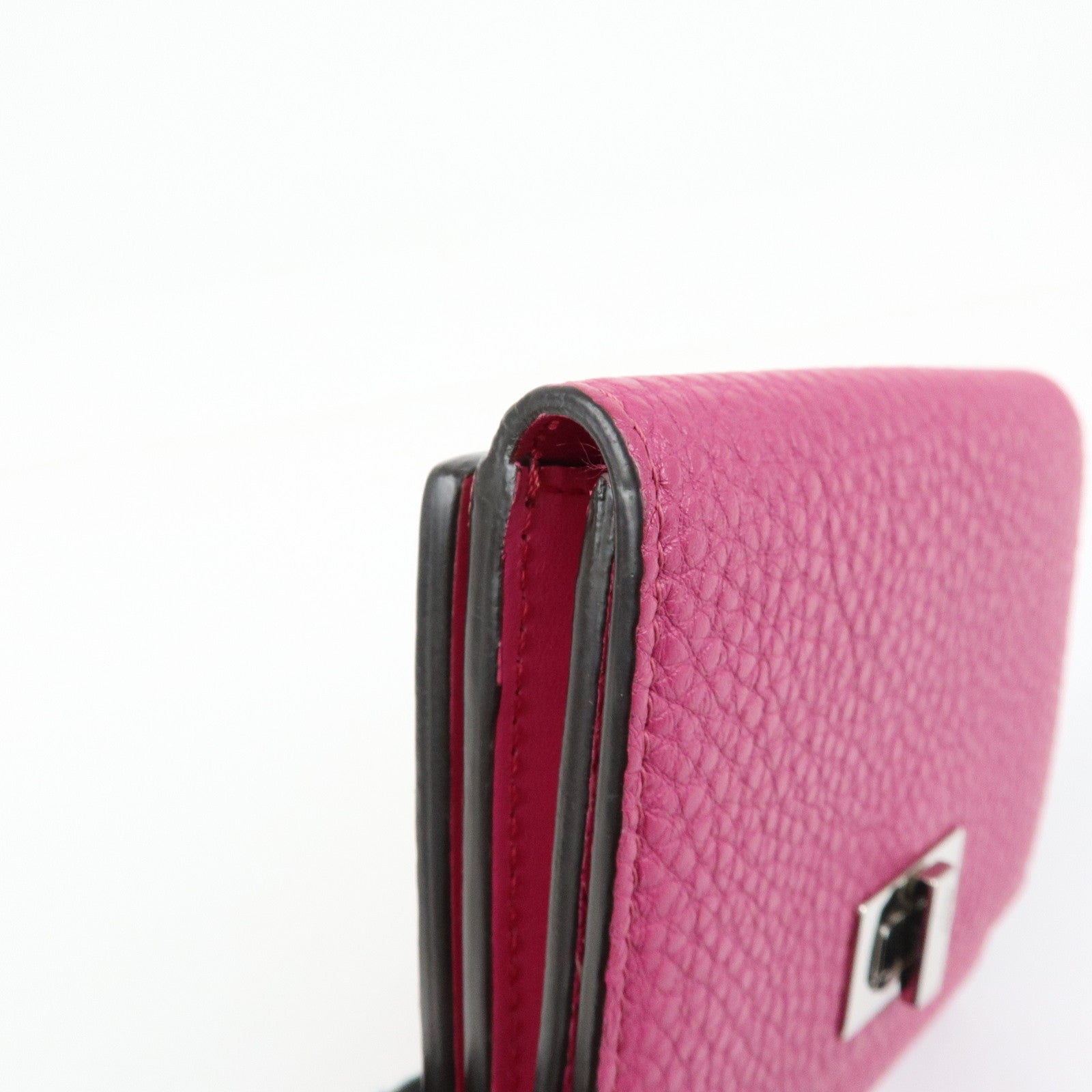 FENDI Peekaboo Leather Bi-fold Compact Wallet Pink 8M0438