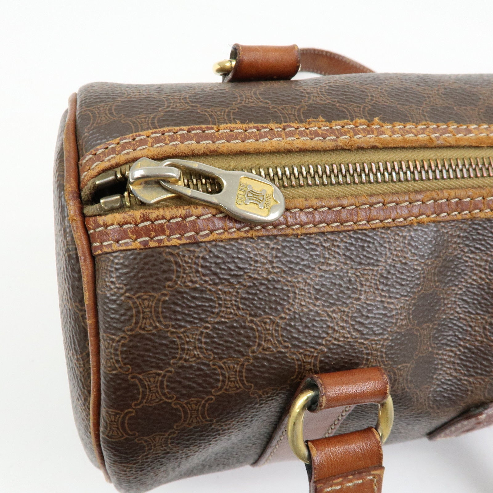 CELINE Macadam PVC Leather Shoulder Bag Hand Bag Brown