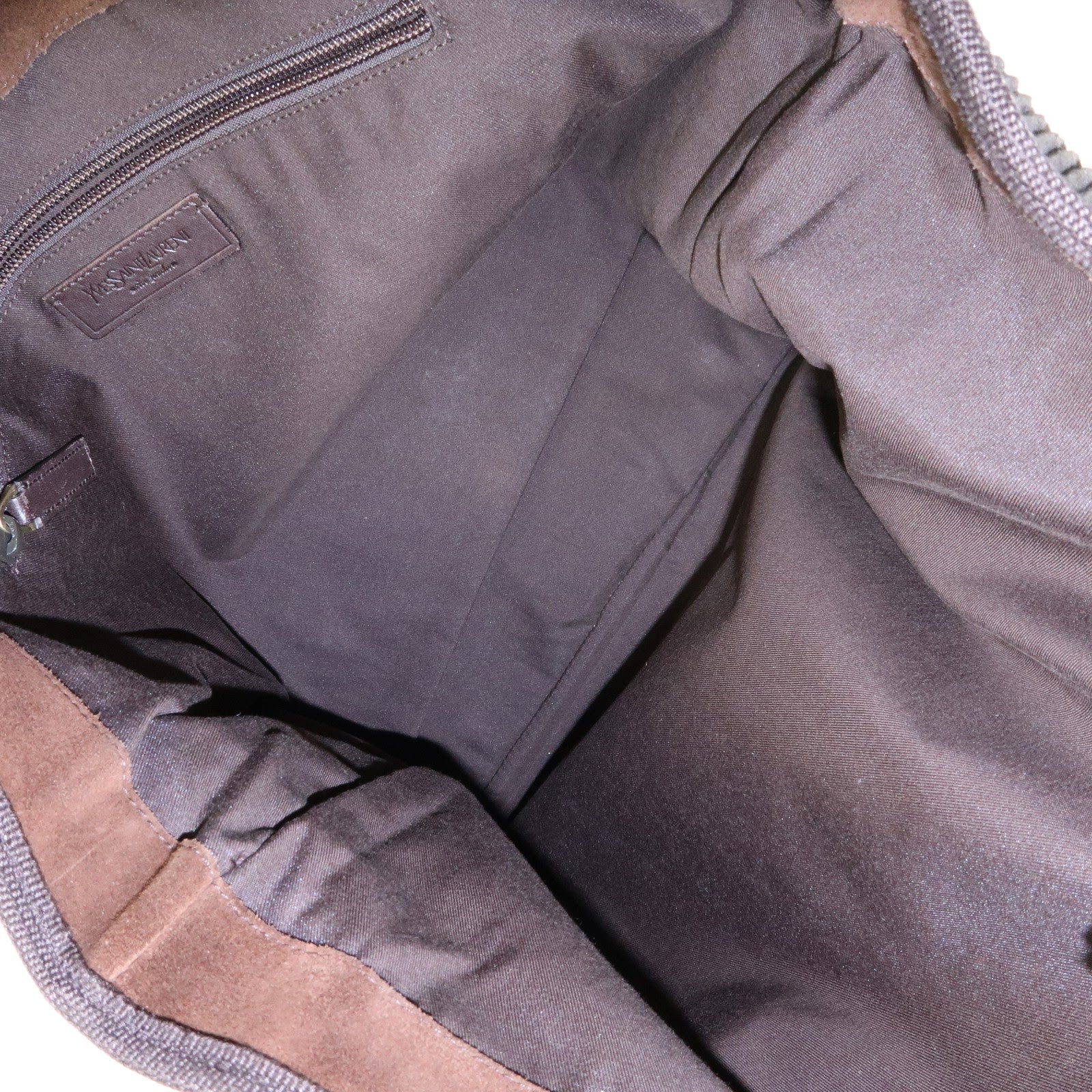 SAINT LAURENT PARIS Cassandra Corduroy Suede Tote Bag Dark Green