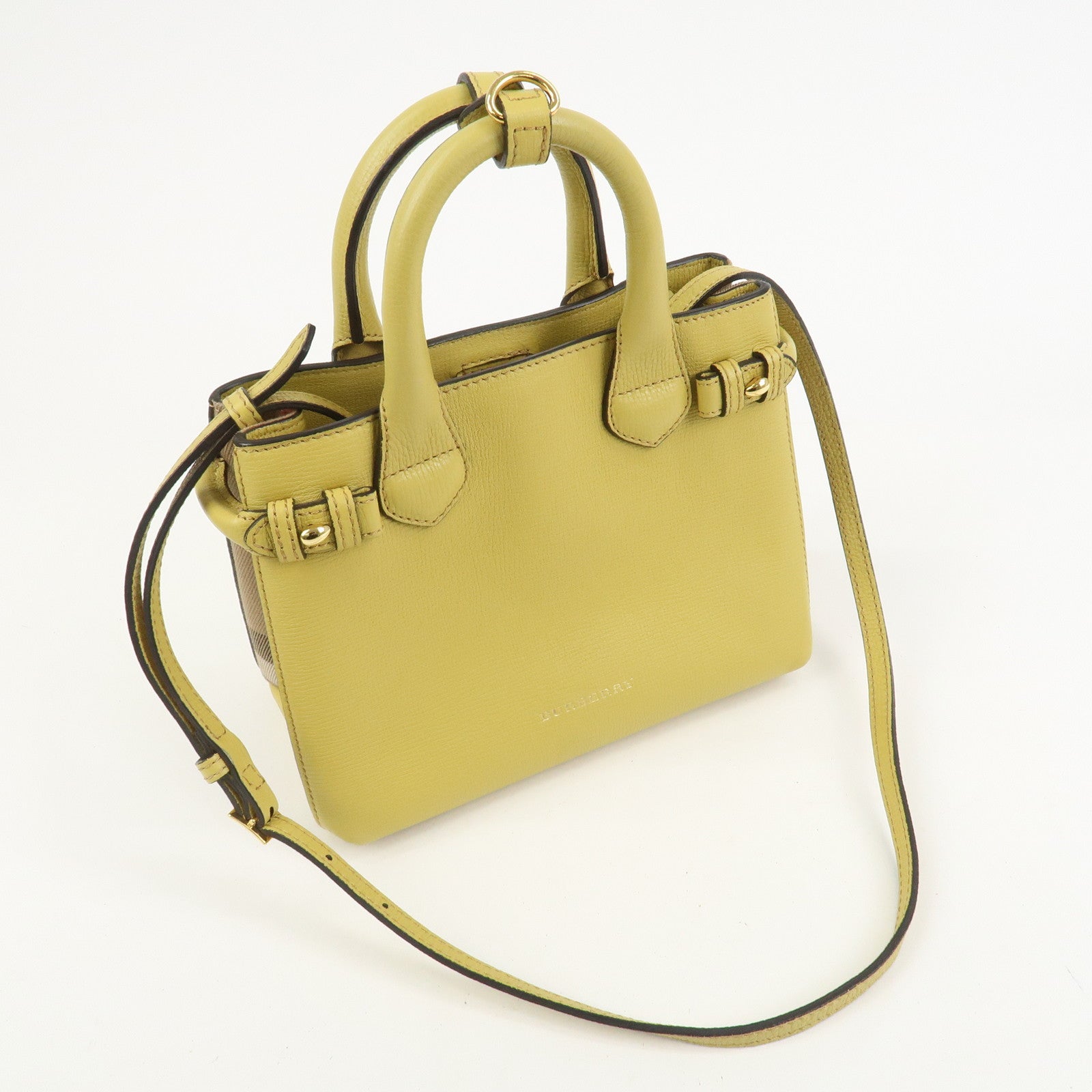 Burberry Banner Bag 2Way Leather Shoulder Hand Bag Nova Check