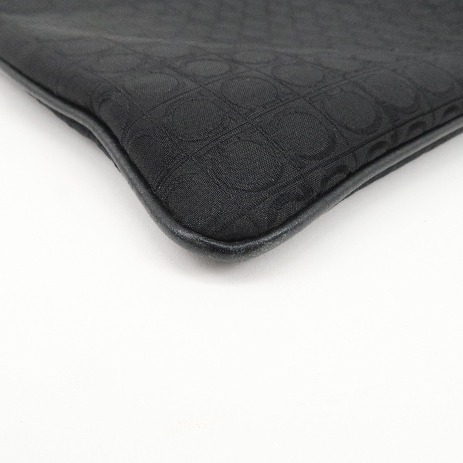 Ferragamo Gancini Canvas Shoulder Bag Black Silver HDW