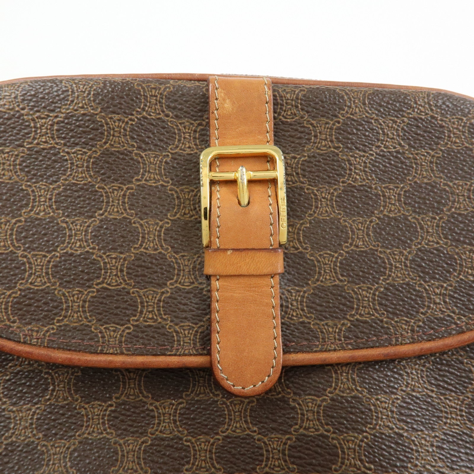 CELINE Macadam PVC Leather Shoulder Bag Crossbody Bag Brown