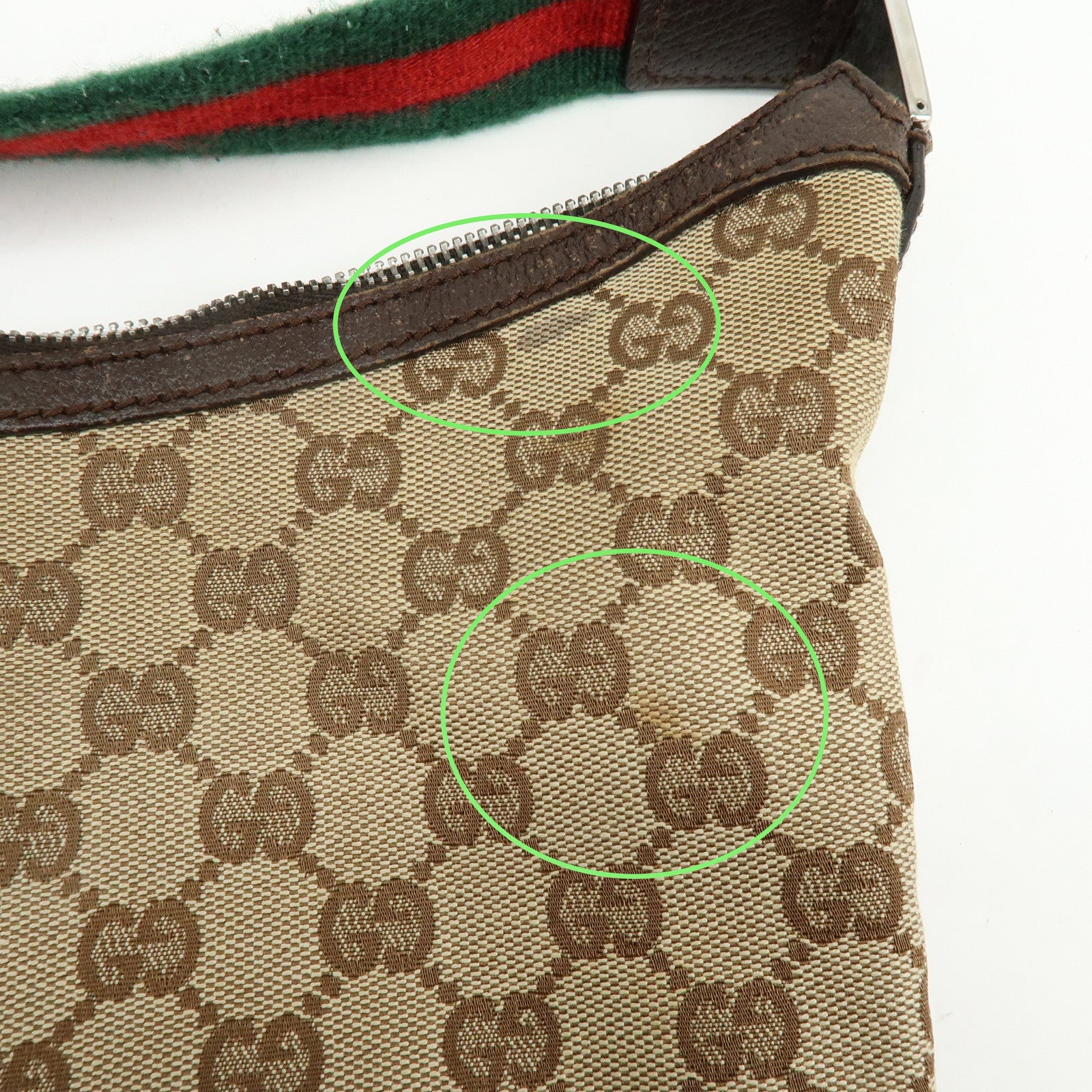 GUCCI Sherry Line GG Canvas Leather Hand Bag Beige Brown 145812