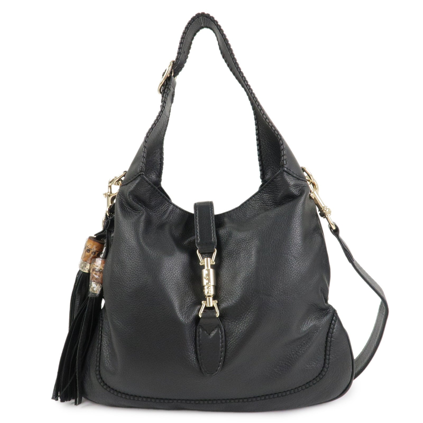 GUCCI New Jackie Leather 2Way Shoulder Hand Bag Brown 246907