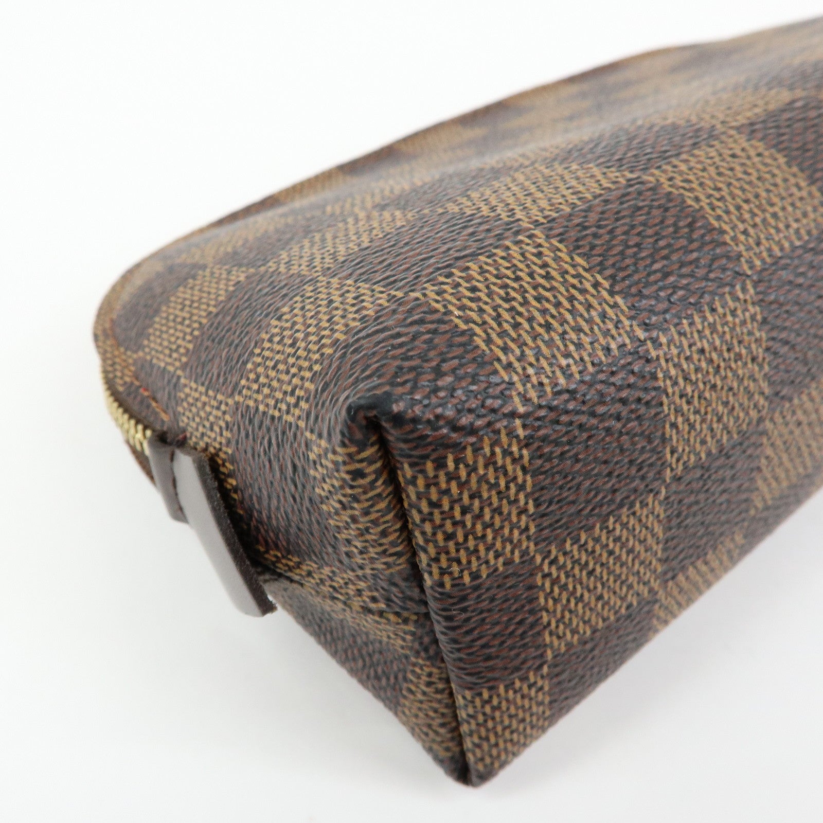 Louis Vuitton Damier Ebene Pochette Cosmetic PM Pouch Brown N47516