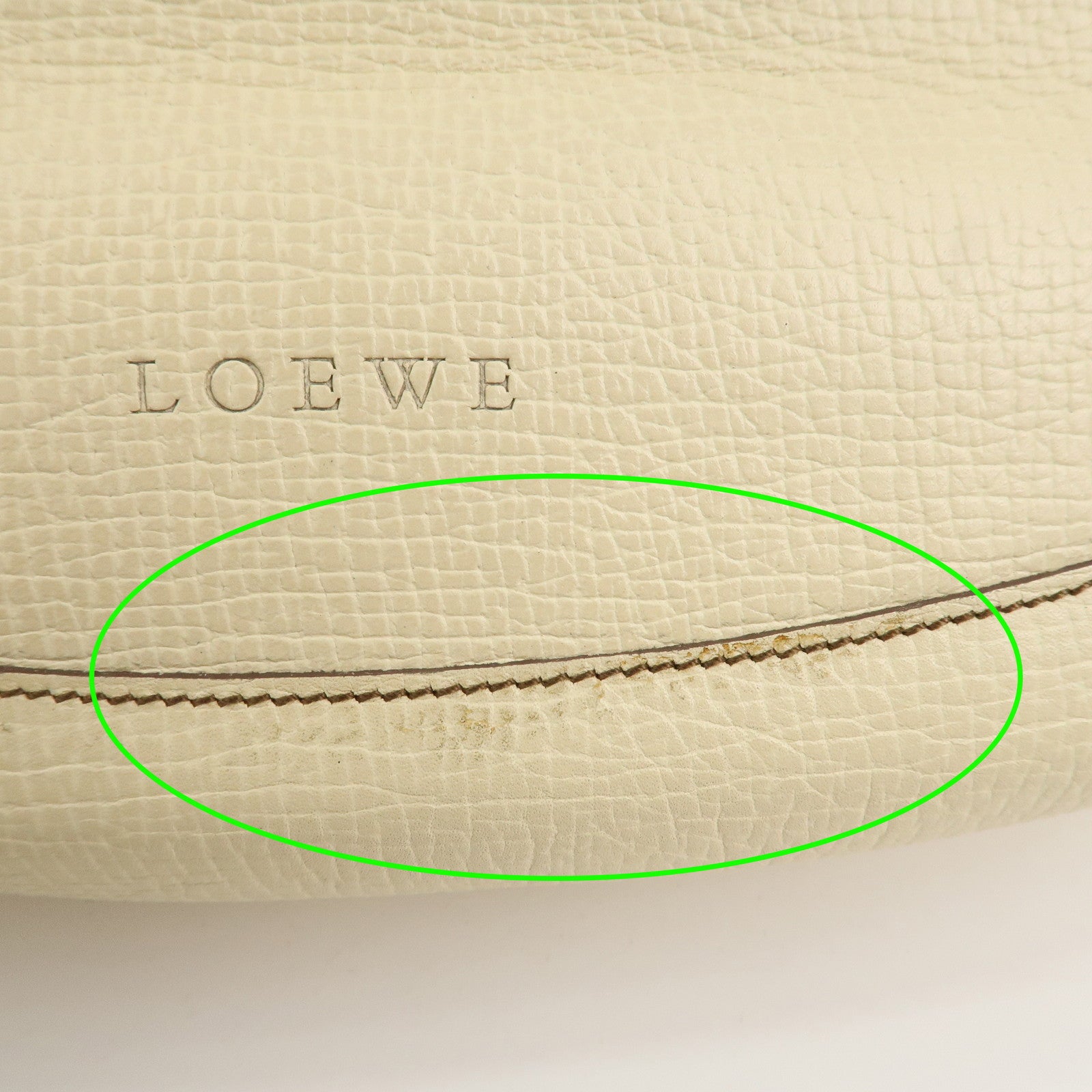 LOEWE Logo Leather Shoulder Bag Hand Bag Ivory
