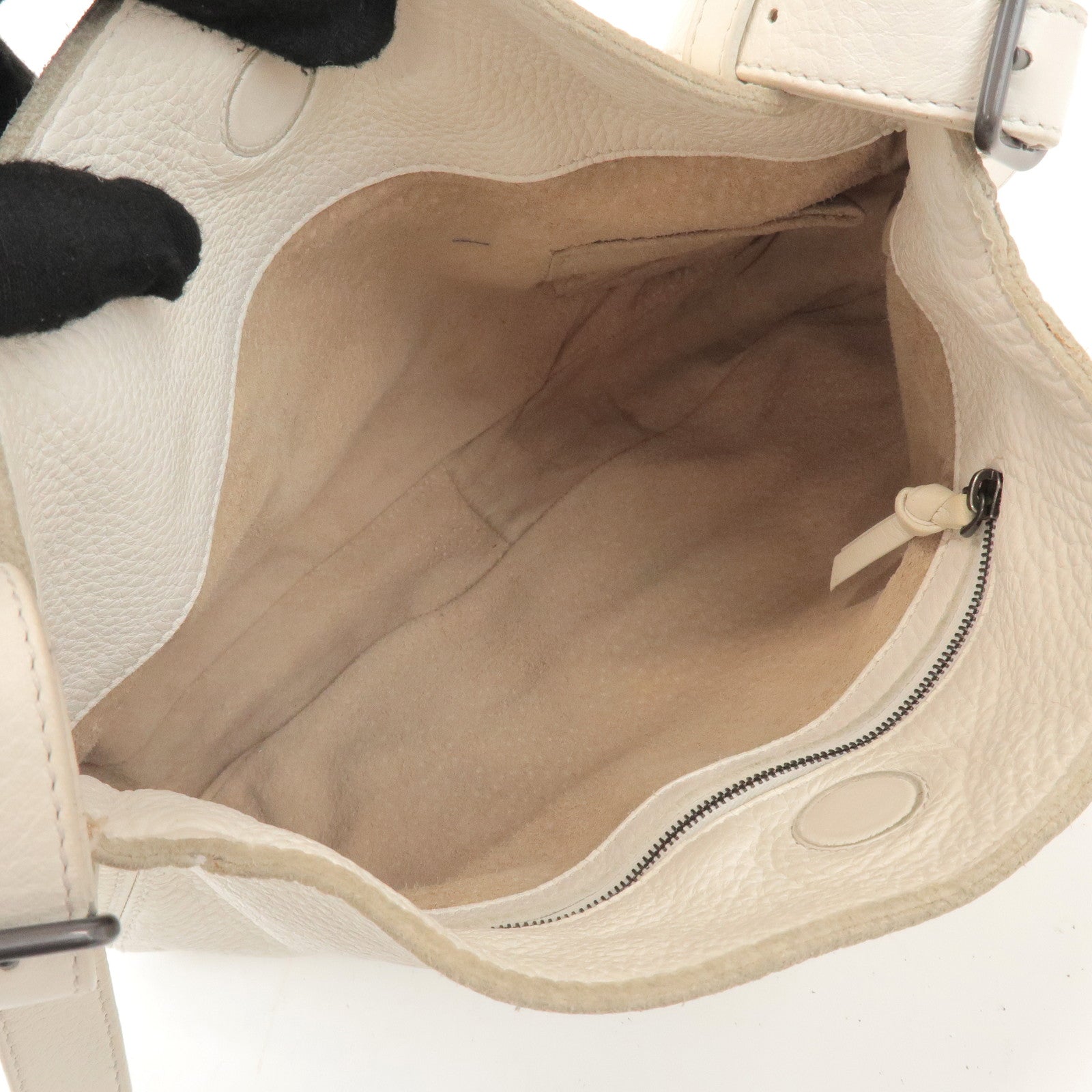 BOTTEGA VENETA Cervo Leather Shoulder Bag Hand Bag White 133507