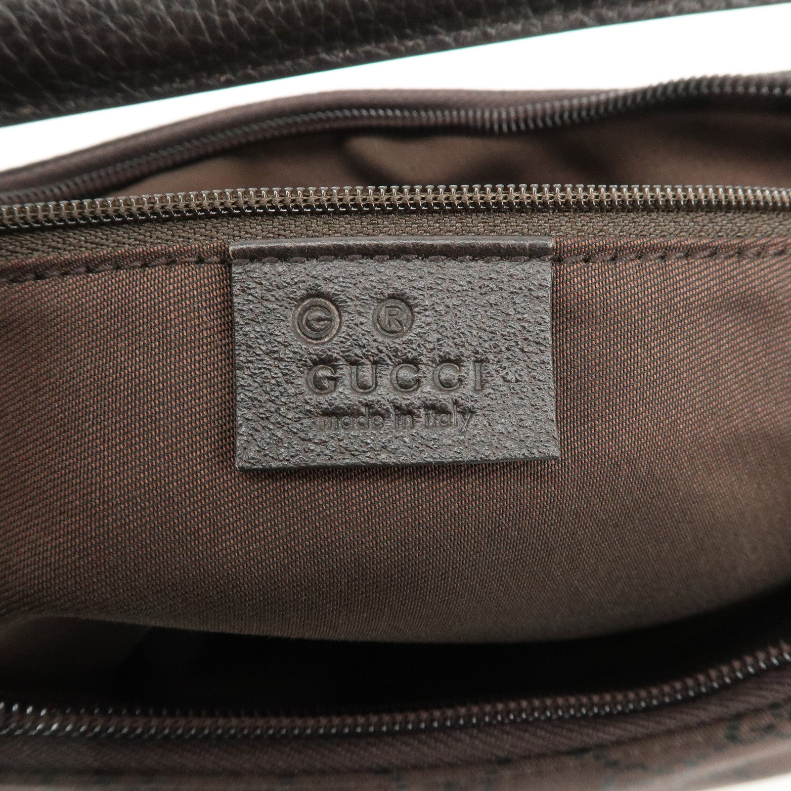GUCCI GG Nylon Leather Shoulder Bag Hand Bag Brown 179776