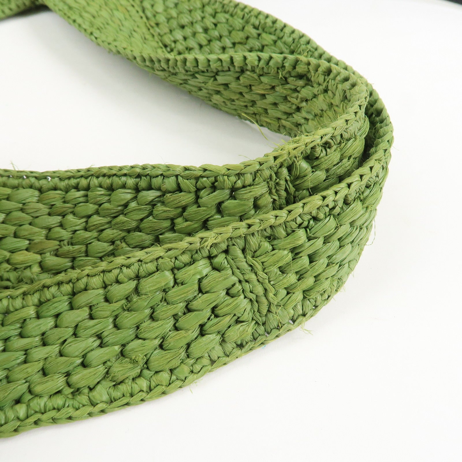 LOEWE Leather Raffia Logo 2Way Tote Bag Shoulder Bag Green Used