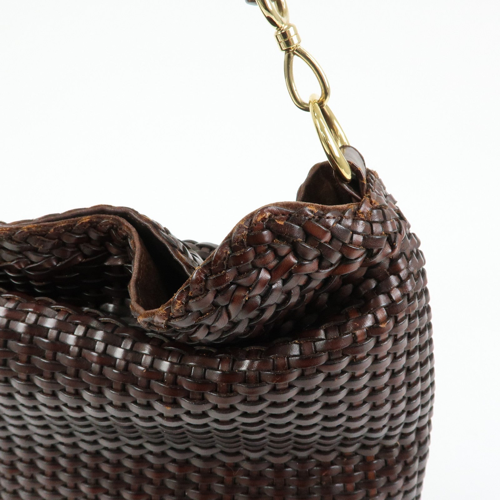 GUCCI Bamboo Leather 2Way Bag Hand Bag Shoulder Bag Brown 001.2404