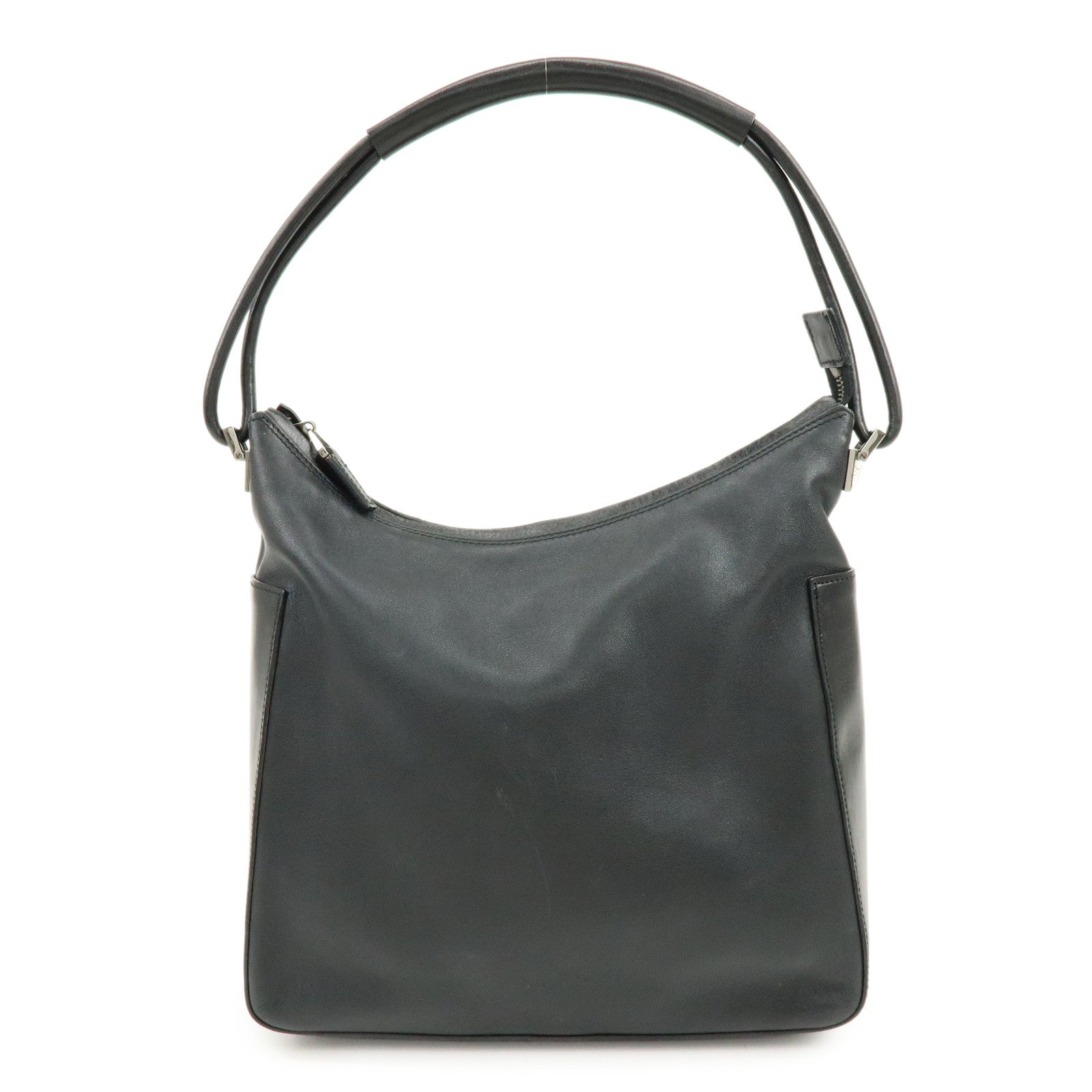 GUCCI Logo Leather Shoulder Bag Hand Bag Black 001・3766