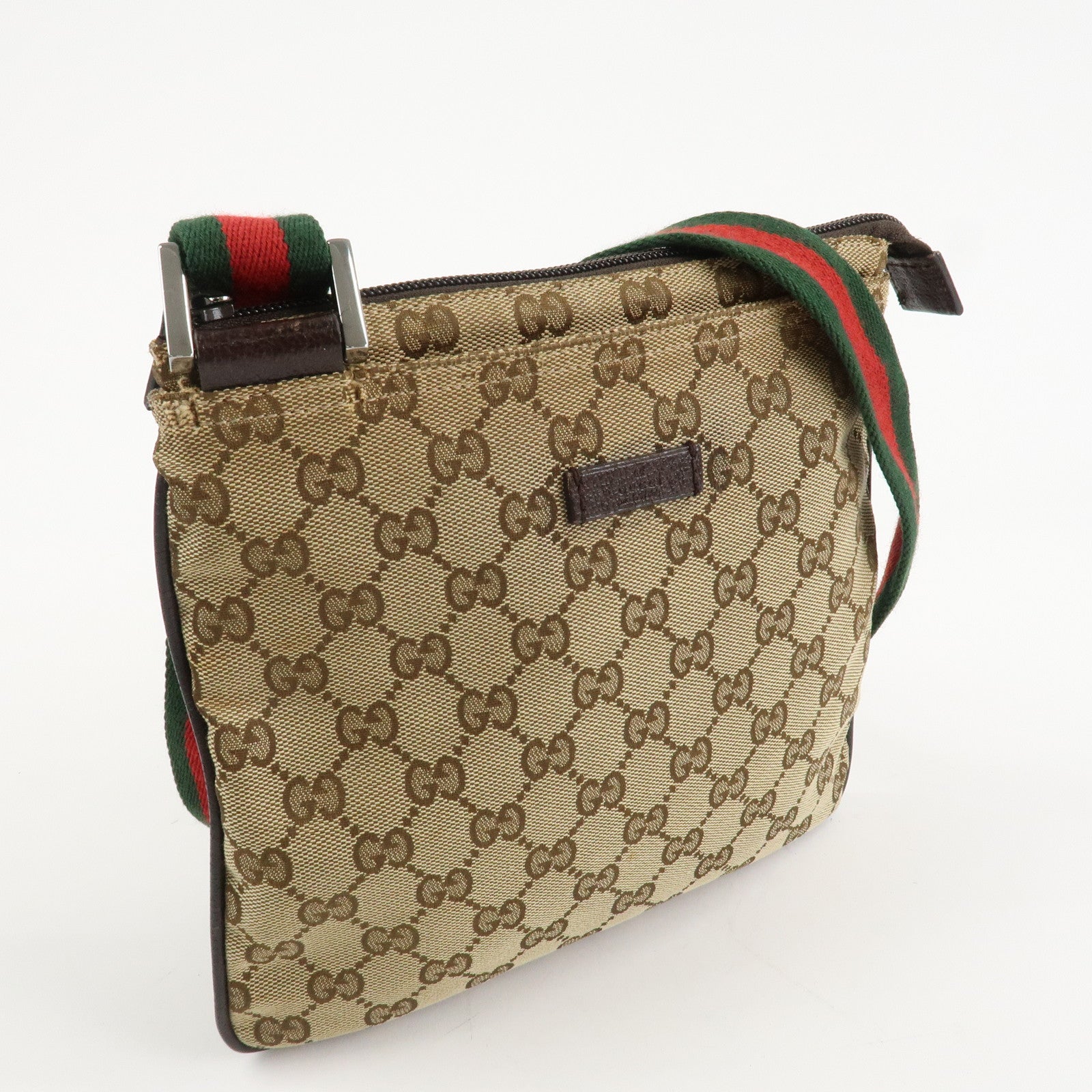 GUCCI Sherry GG Canvas Leather Shoulder Bag Beige 146309 Used