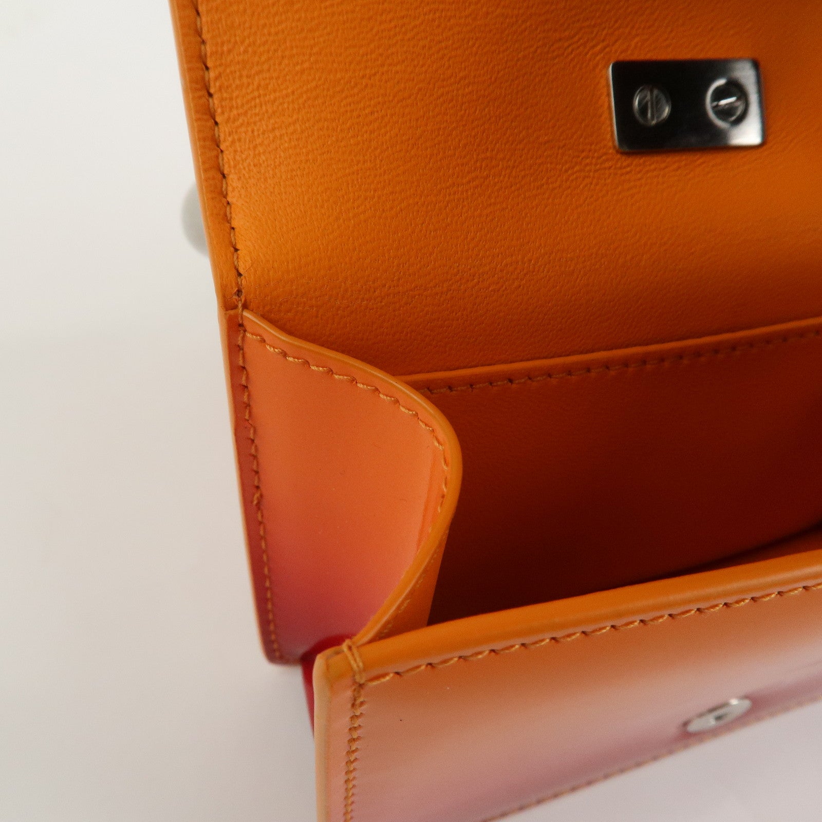 Ferragamo Patent Leather Hand Bag Orange