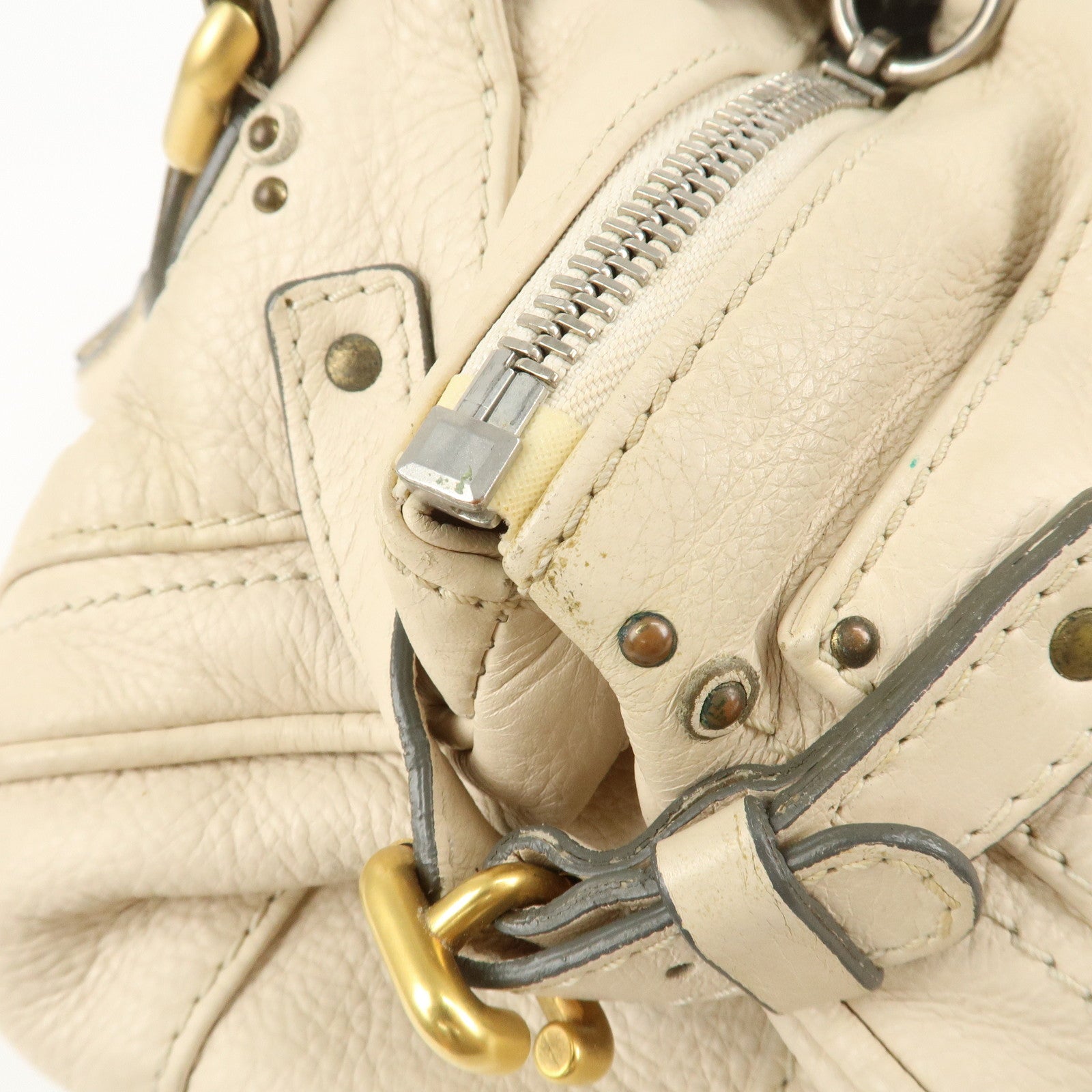 Chloe Paddington Leather Medium Hand Bag Shoulder Bag Ivory Used