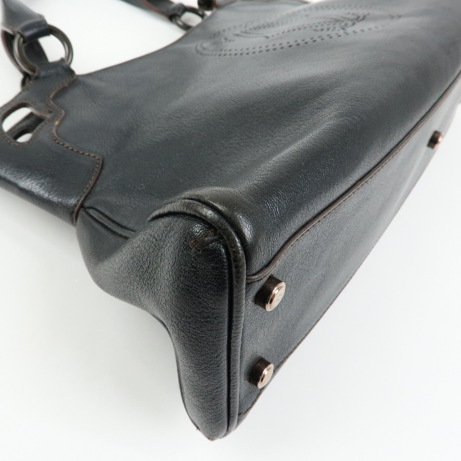 Cartier Marcello de Cartier Leather Hand Bag Tote Bag Black
