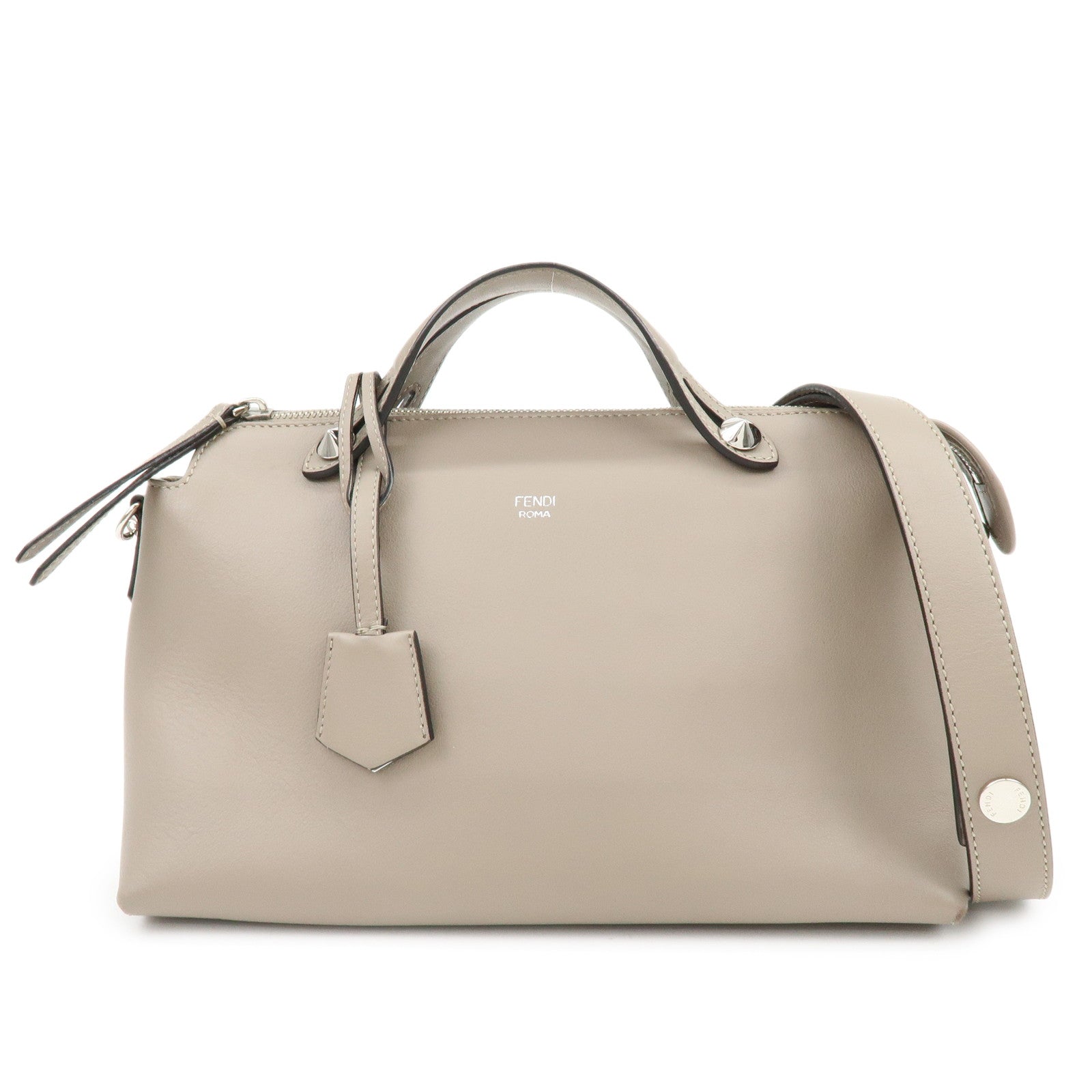 FENDI BY THE WAY Medium Leather 2Way Hand Bag Greige 8BL124