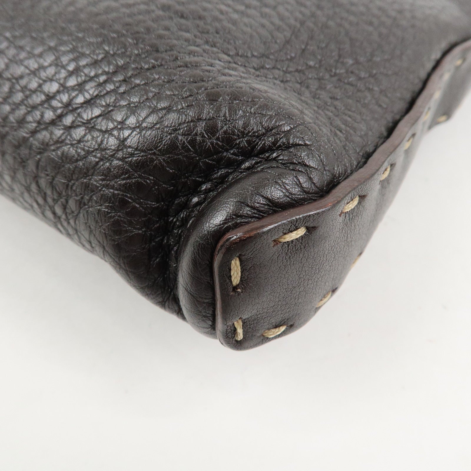FENDI Selleria Leather Shoulder Bag Crossbody Bag Brown 8BT092