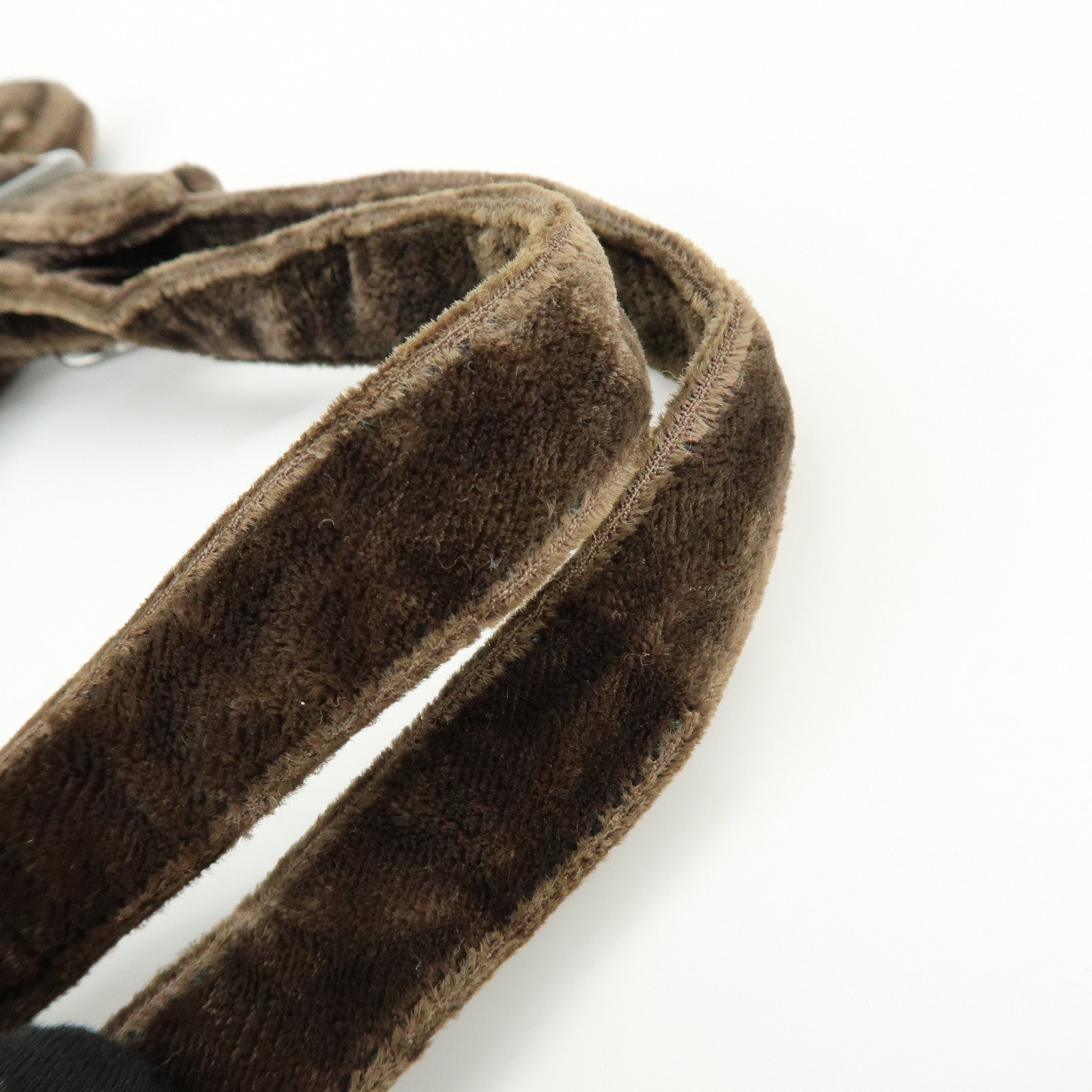 PRADA Logo Velour Hand Bag Brown B7641