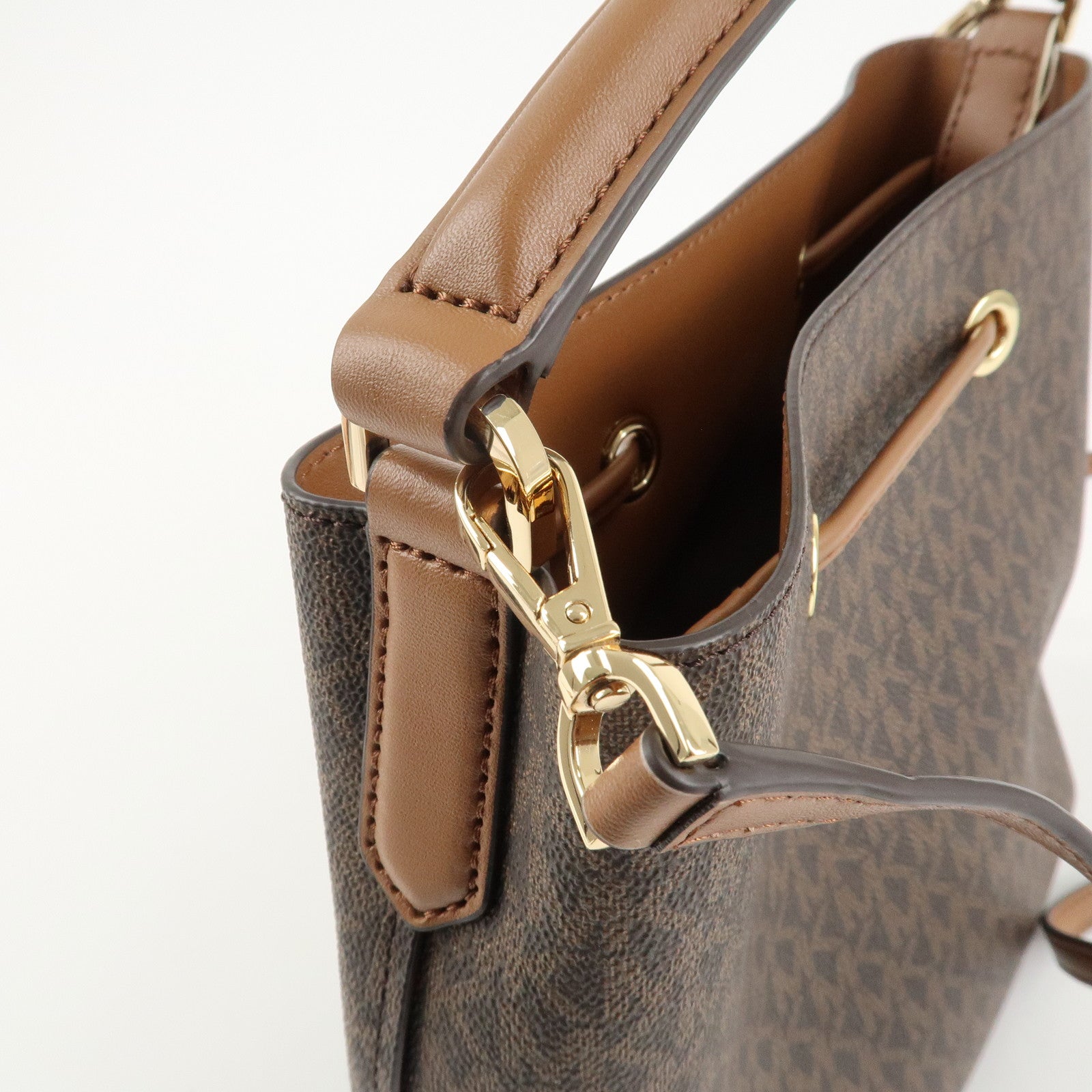 MICHAEL KORS PVC 2Way Leather Hand Bag Shoulder Bag Brown Gold HDW Used