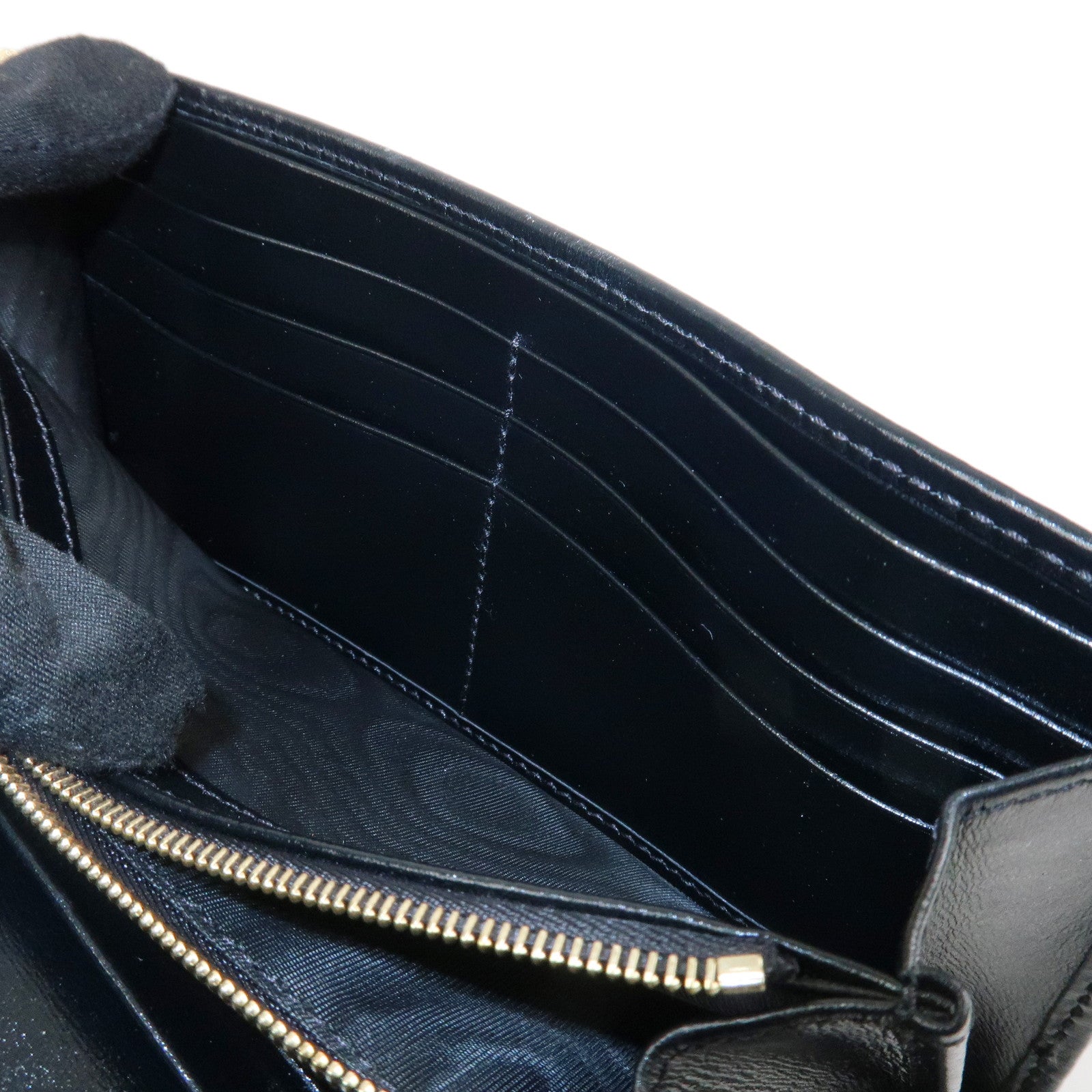 GUCCI Jackie 1961 Leather Chain Wallet WOC Black Gold 652681 Used