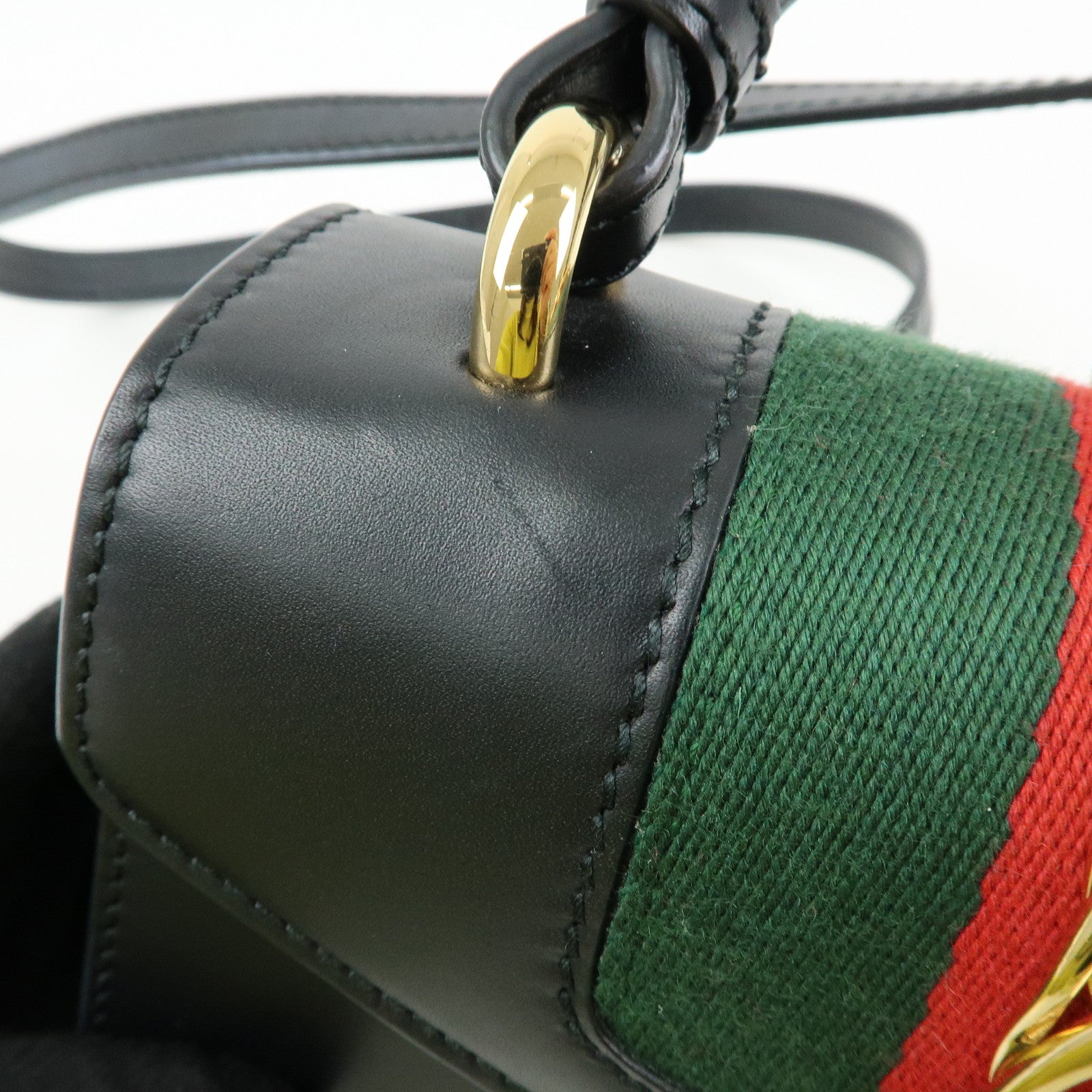 GUCCI Sylvie Sherry Leather 2Way Hand Bag Shoulder Bag Black 470270