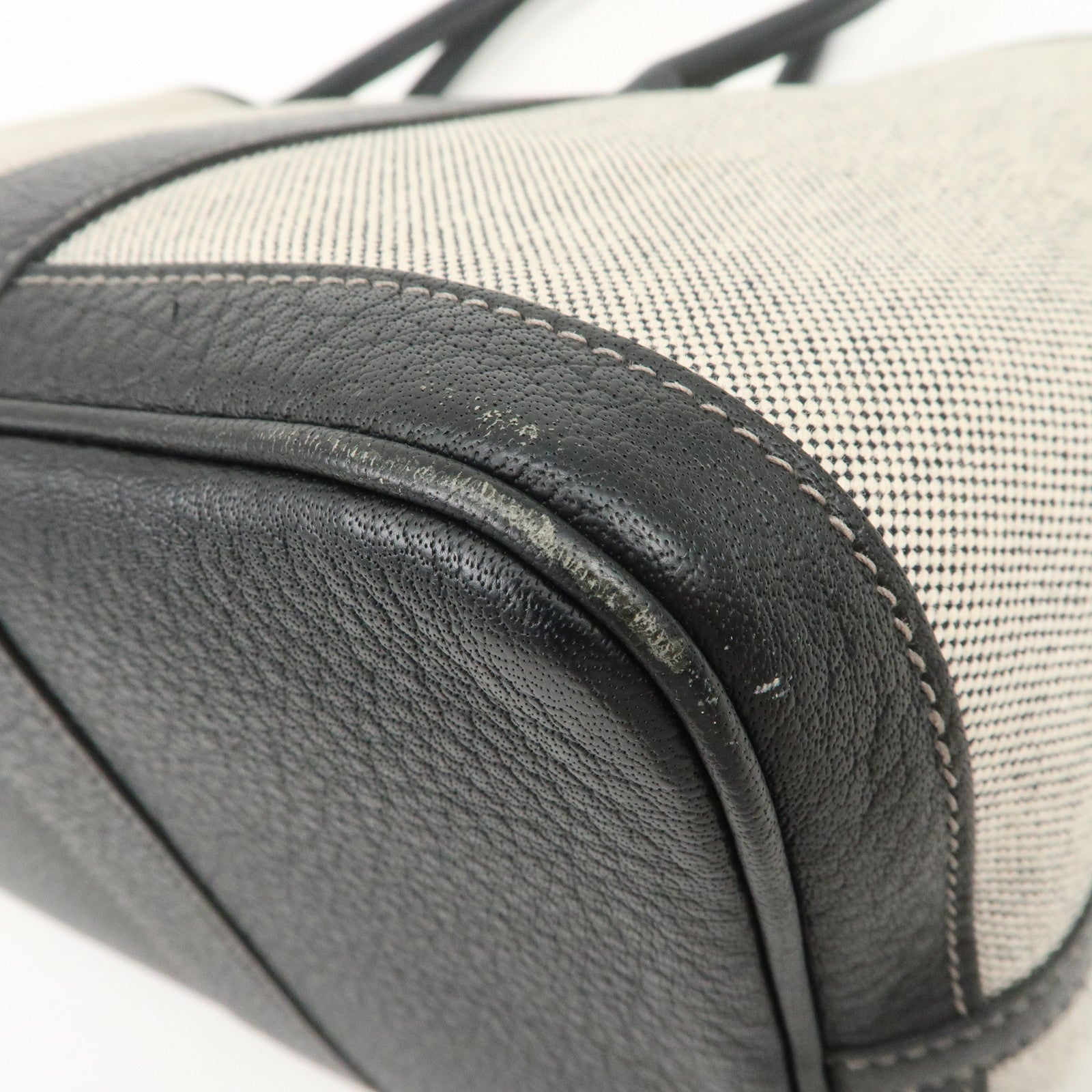 HERMES Leather Toile Garden Party PM P Stamped Tote Bag Natural