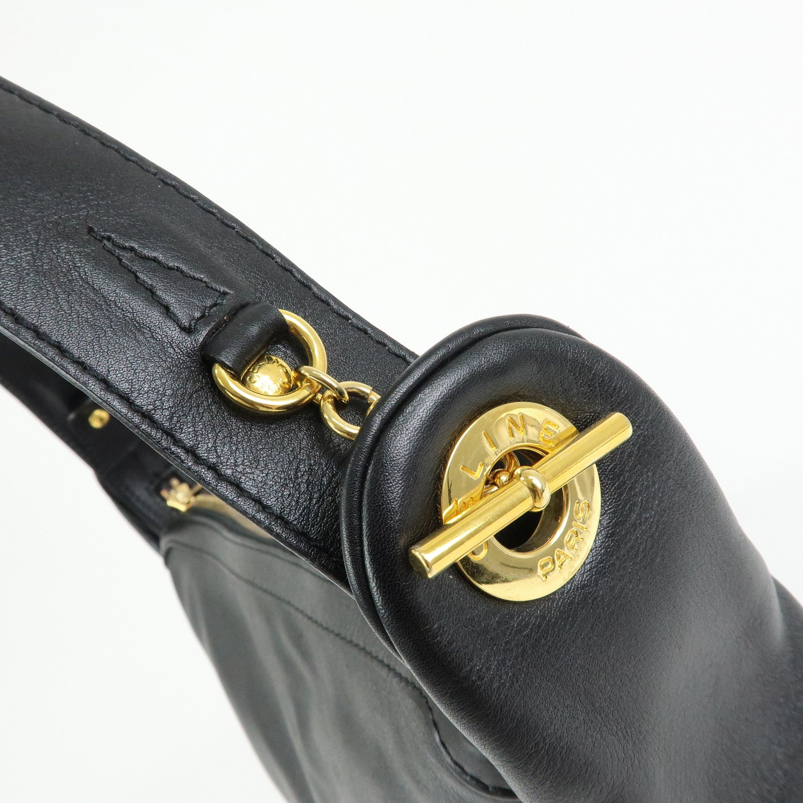 CELINE Leather Toggle Belt Shoulder Bag Crossbody Bag Black