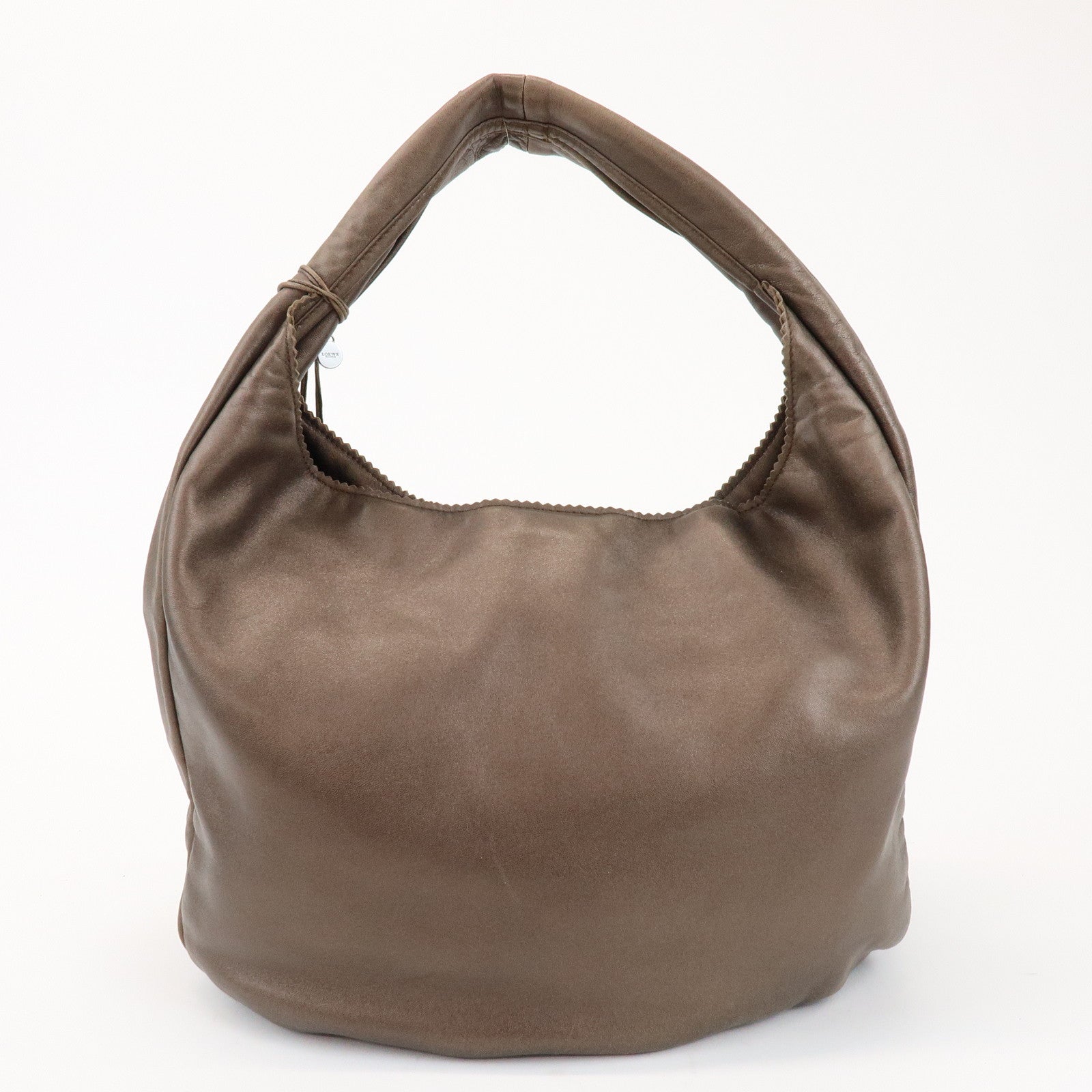 LOEWE Anagram Viento Leather Shoulder Bag Hand Bag Metallic Brown